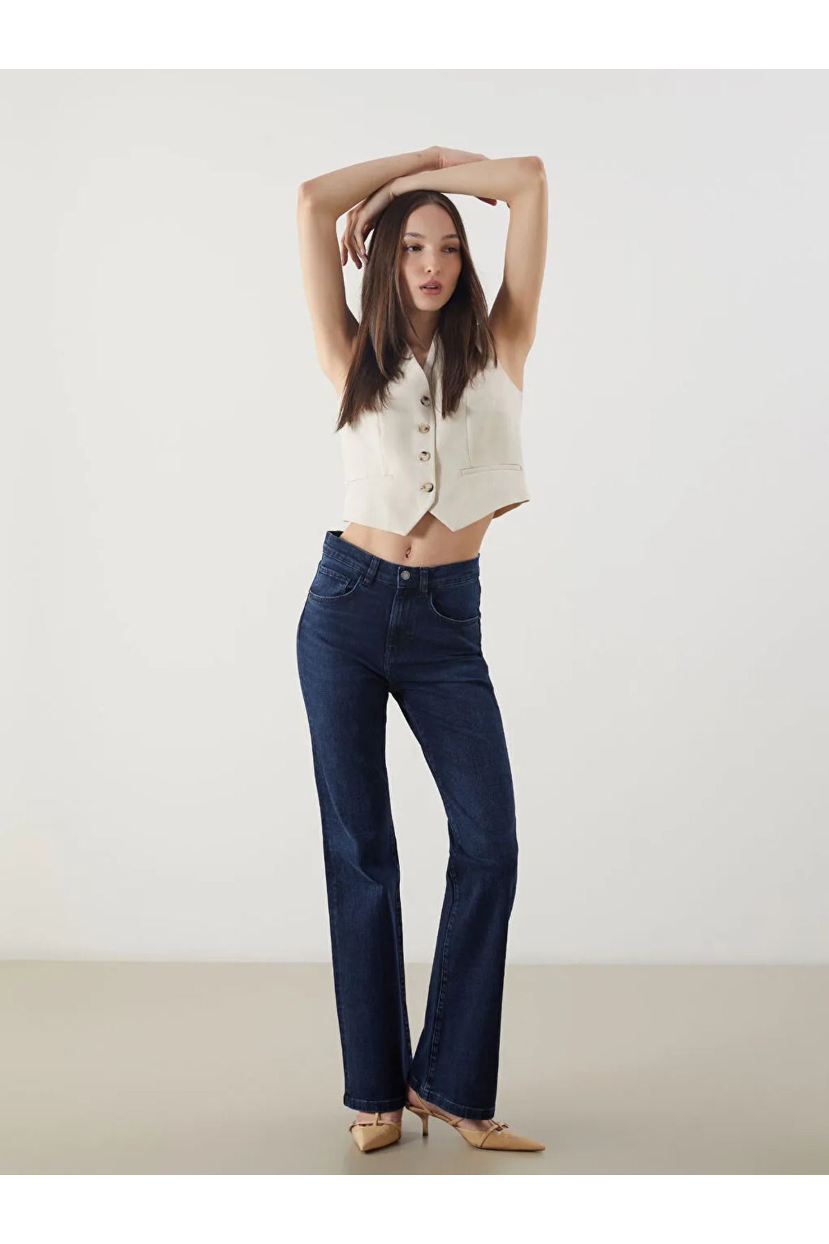 LC Waikiki LCW Jeans Lacivert Flare Kadın Jean Pantolon