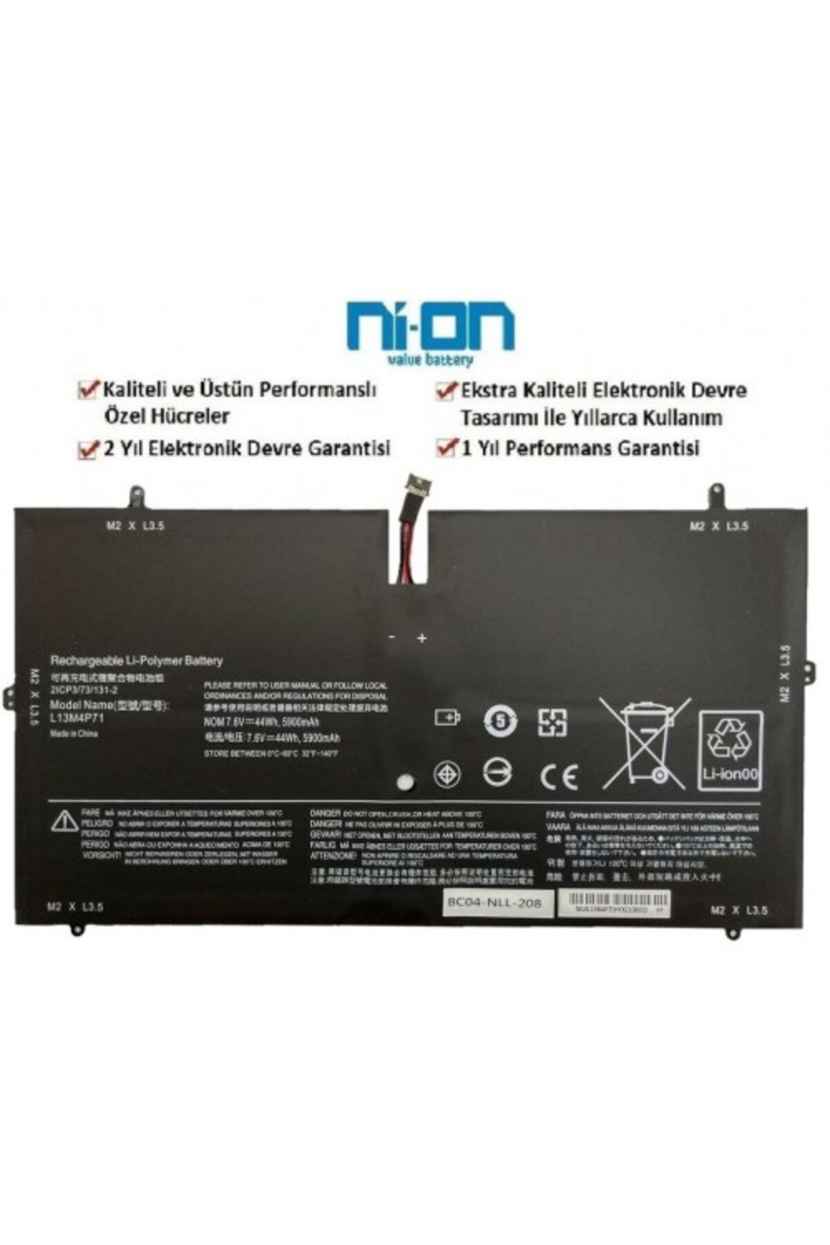 NION Lenovo L14S4P71 L13M4P71 uyumlu Notebook Batarya - Pil