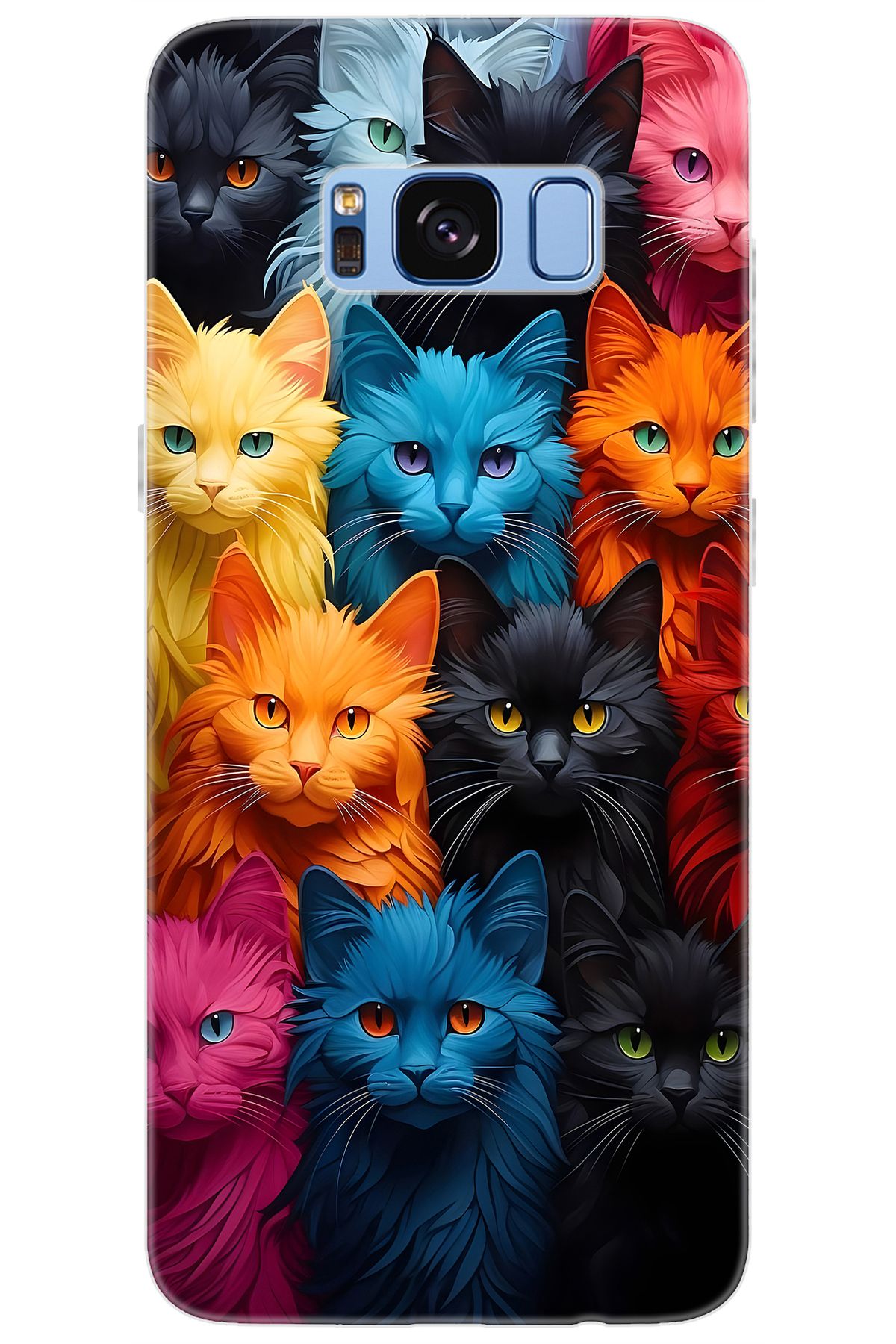 Ceppare Samsung Galaxy S8 (SM-G950F) Uyumlu Kılıf Desen Baskılı Silikon Renkli Kediler STK:713 CP-lXKCjyL