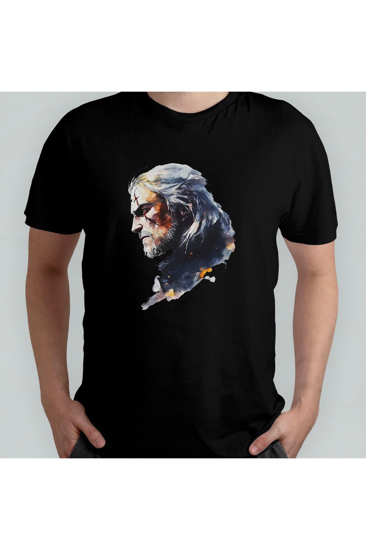 Pixxa The Witcher Geralt Unisex %100 Pamuklu Bisiklet Yaka T-Shirt Model 1