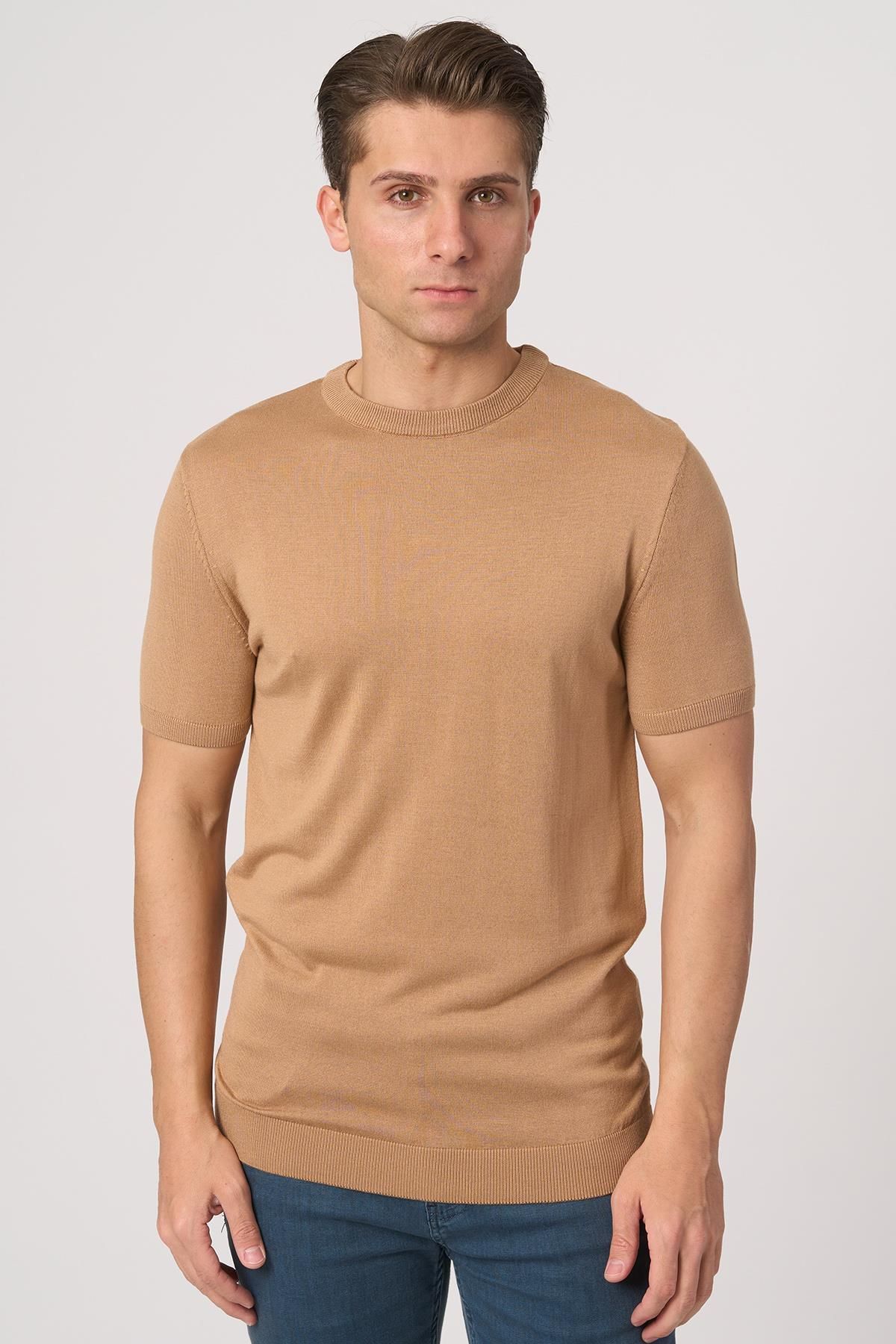 White Stone WHİTE STONE 2025-Y 25255 O YAKA BASIC TSHIRT VİZON