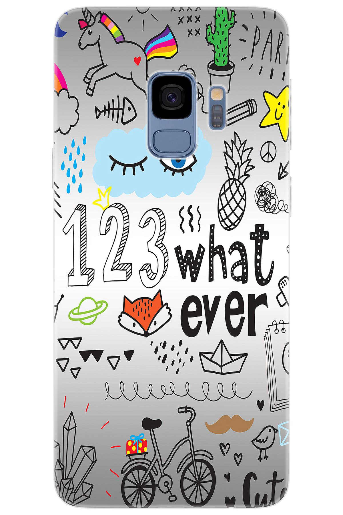 Ceppare Samsung Galaxy S9 (SM-G960F) Uyumlu Kılıf Desen Baskılı Silikon 123WHAT Ever STK:334 CP-nOH69at