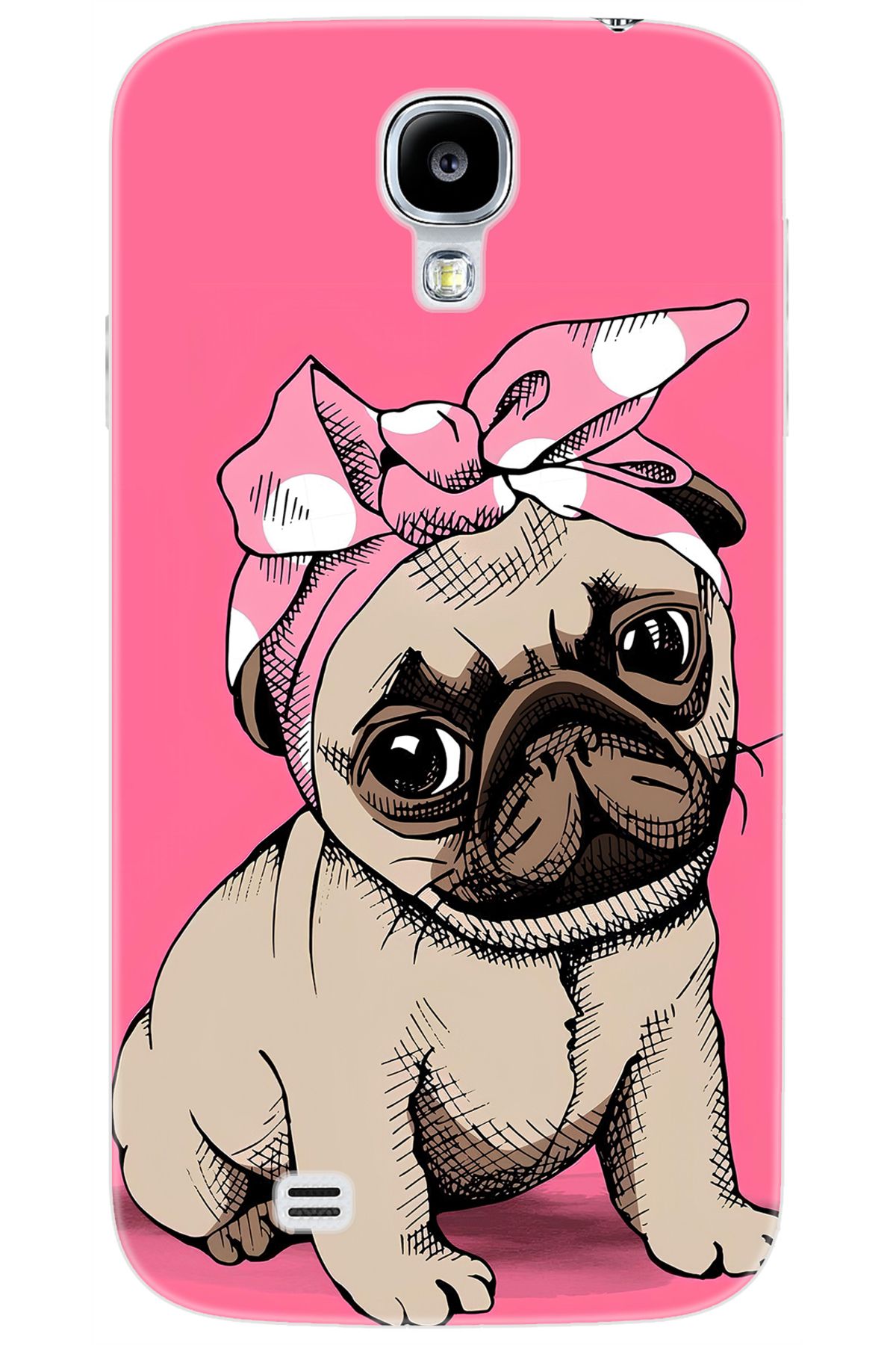 Ceppare Samsung Galaxy S4 (GT-I9500) Uyumlu Kılıf Desen Baskılı Silikon Sevimli Pug STK:748 CP-ZnJyloW