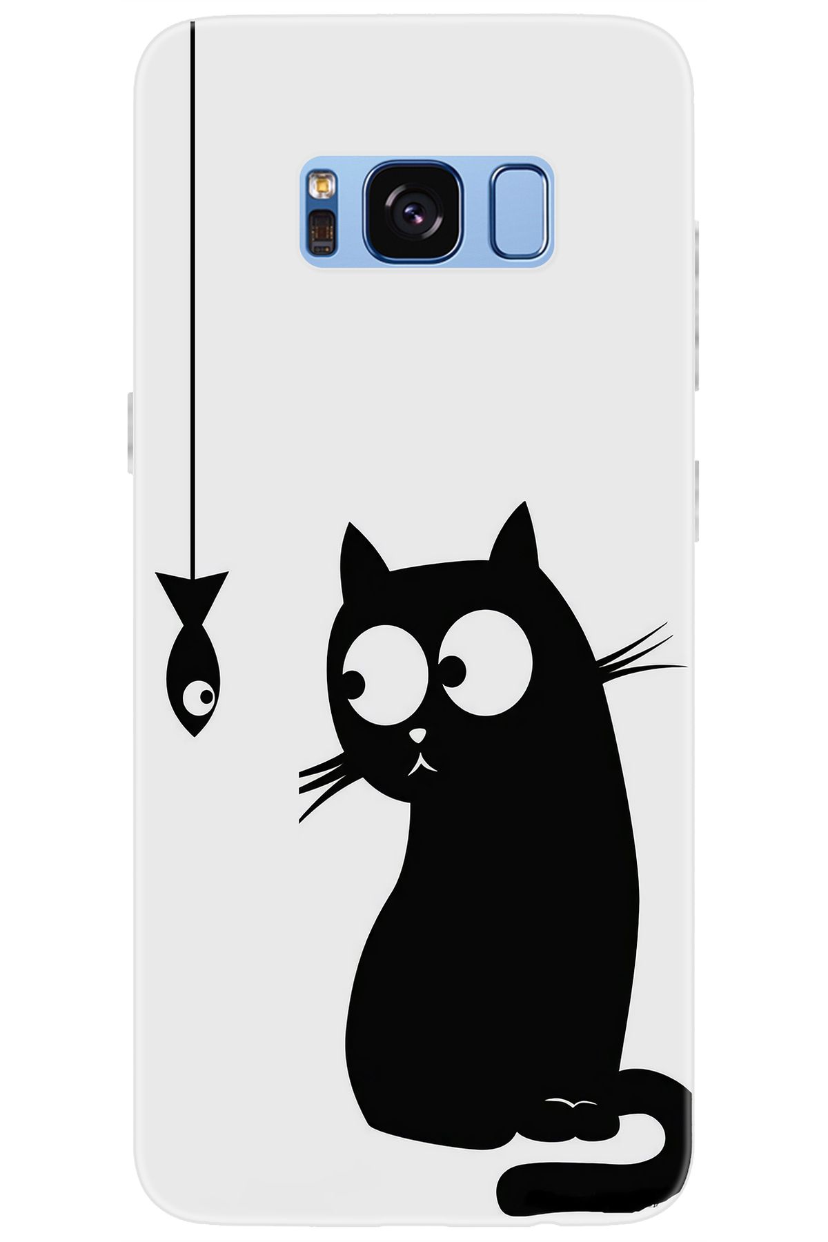 Ceppare Samsung Galaxy S8 (SM-G950F) Uyumlu Kılıf Desen Baskılı Silikon Balık ve Kedi STK:747 CP-cbhhR7F
