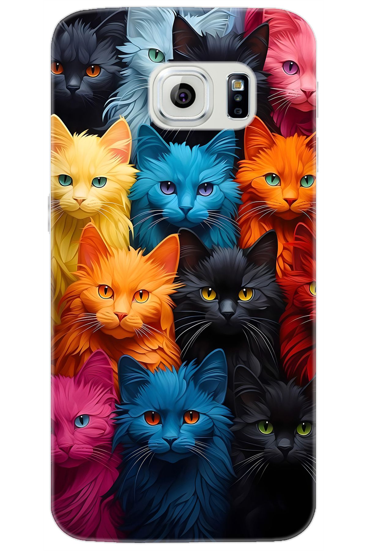 Ceppare Samsung Galaxy S6 (SM-G920F) Uyumlu Kılıf Desen Baskılı Silikon Renkli Kediler STK:713 CP-9EFcxHg