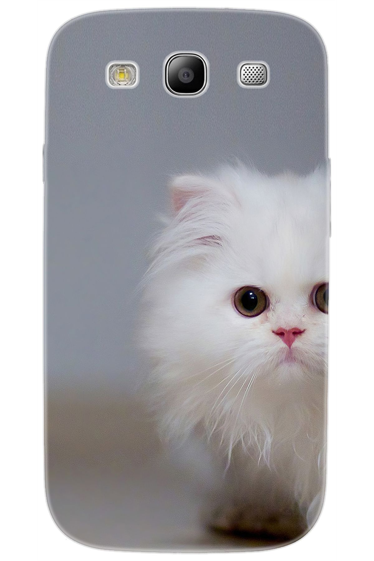 Ceppare Samsung Galaxy S3 (GT-I9300) Uyumlu Kılıf Desen Baskılı Silikon Beyaz Kedi STK:139 CP-OsE7yuN