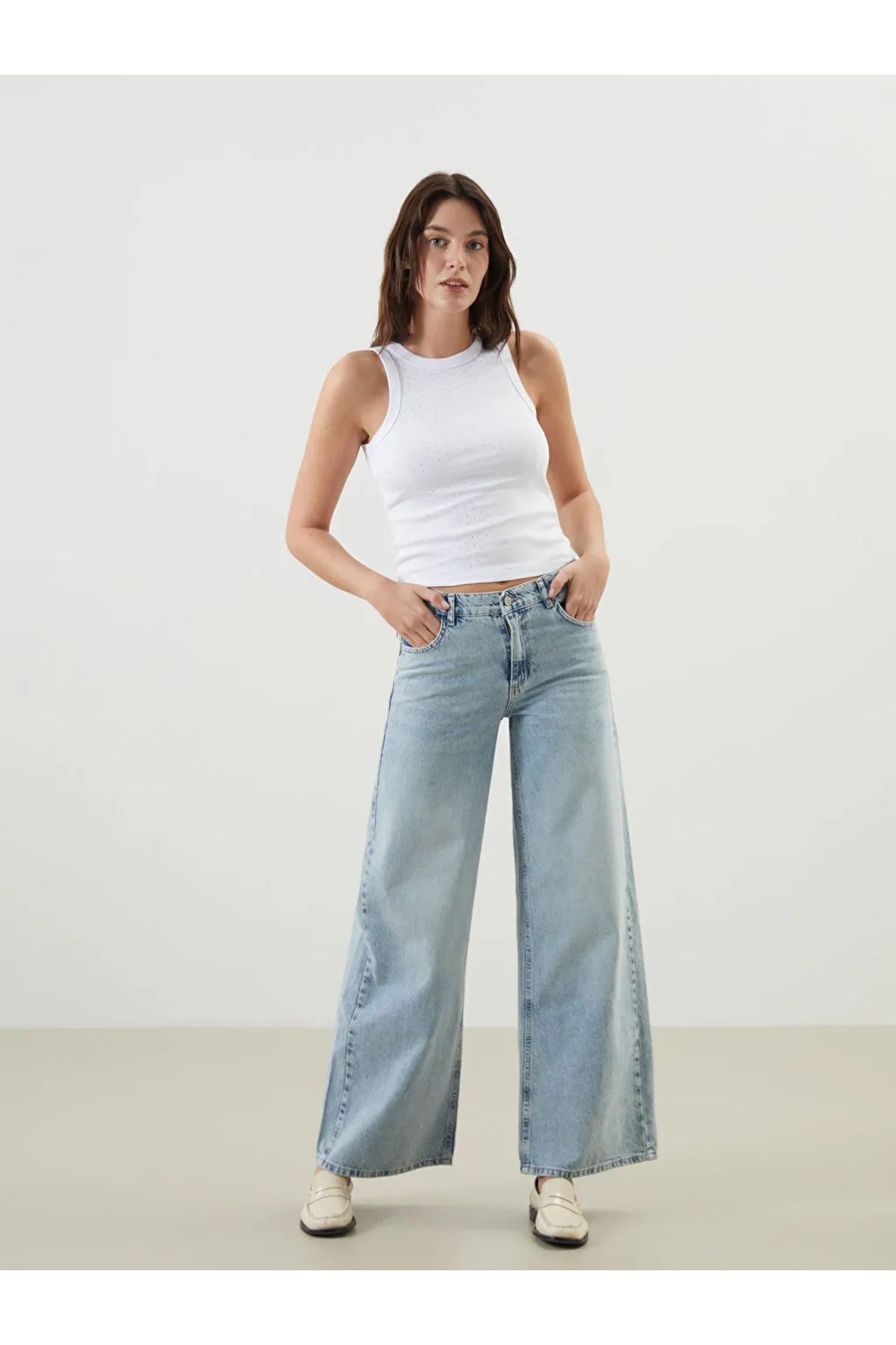 LC Waikiki LCW Jeans Indigo Wideleg Kadın Jean Pantolon
