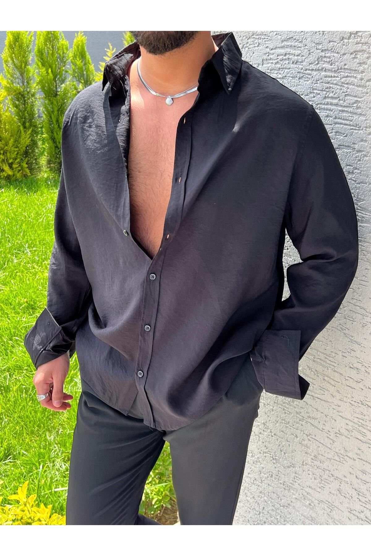 Elzem Basic Oversize Gömlek Siyah