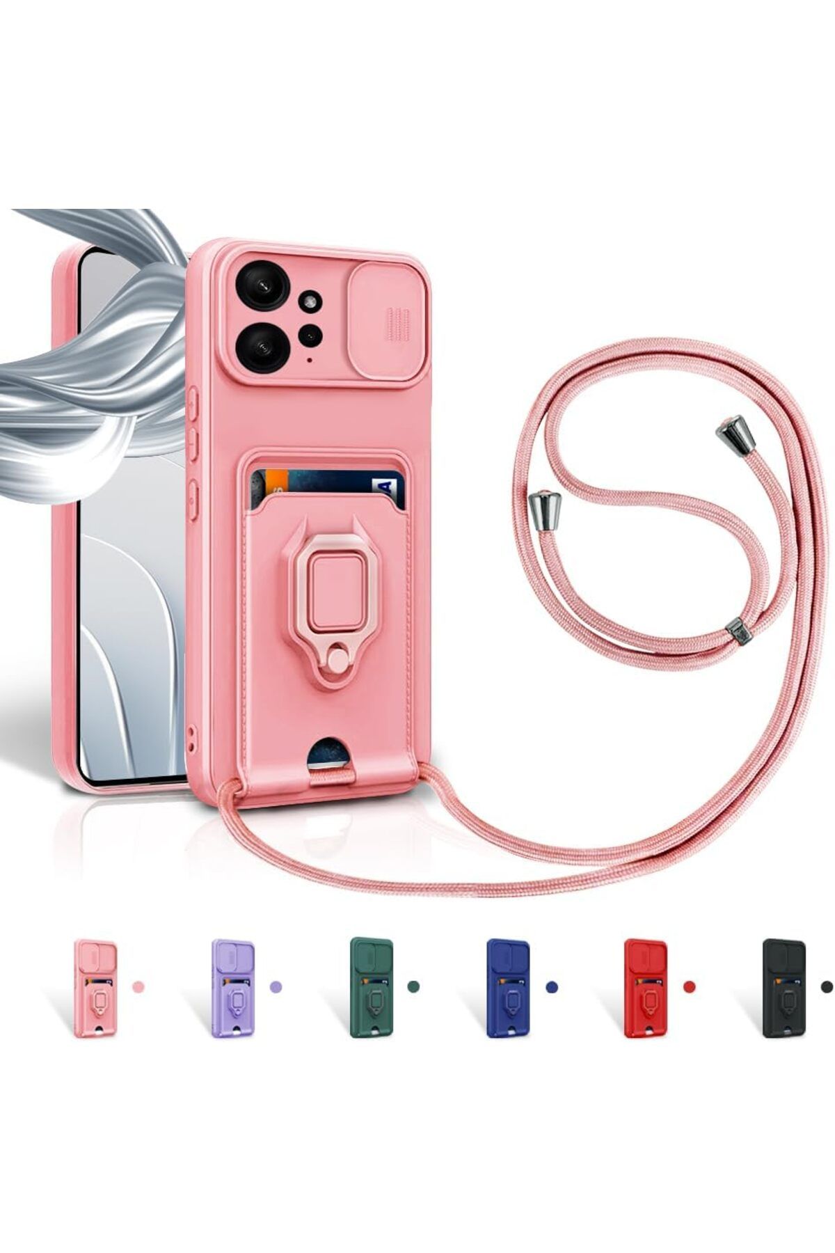 Rivor Xiaomi Redmi Note 12 4G Uyumlu Kılıf Kamera Koruma Sürgülü Kartvizitli Kartlıklı Standlı Kapak