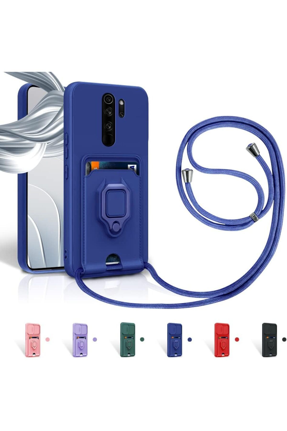 Rivor Xiaomi Redmi Note 8 Pro Uyumlu Kılıf Kamera Koruma Sürgülü Kartvizitli Kartlıklı Standlı Kapak
