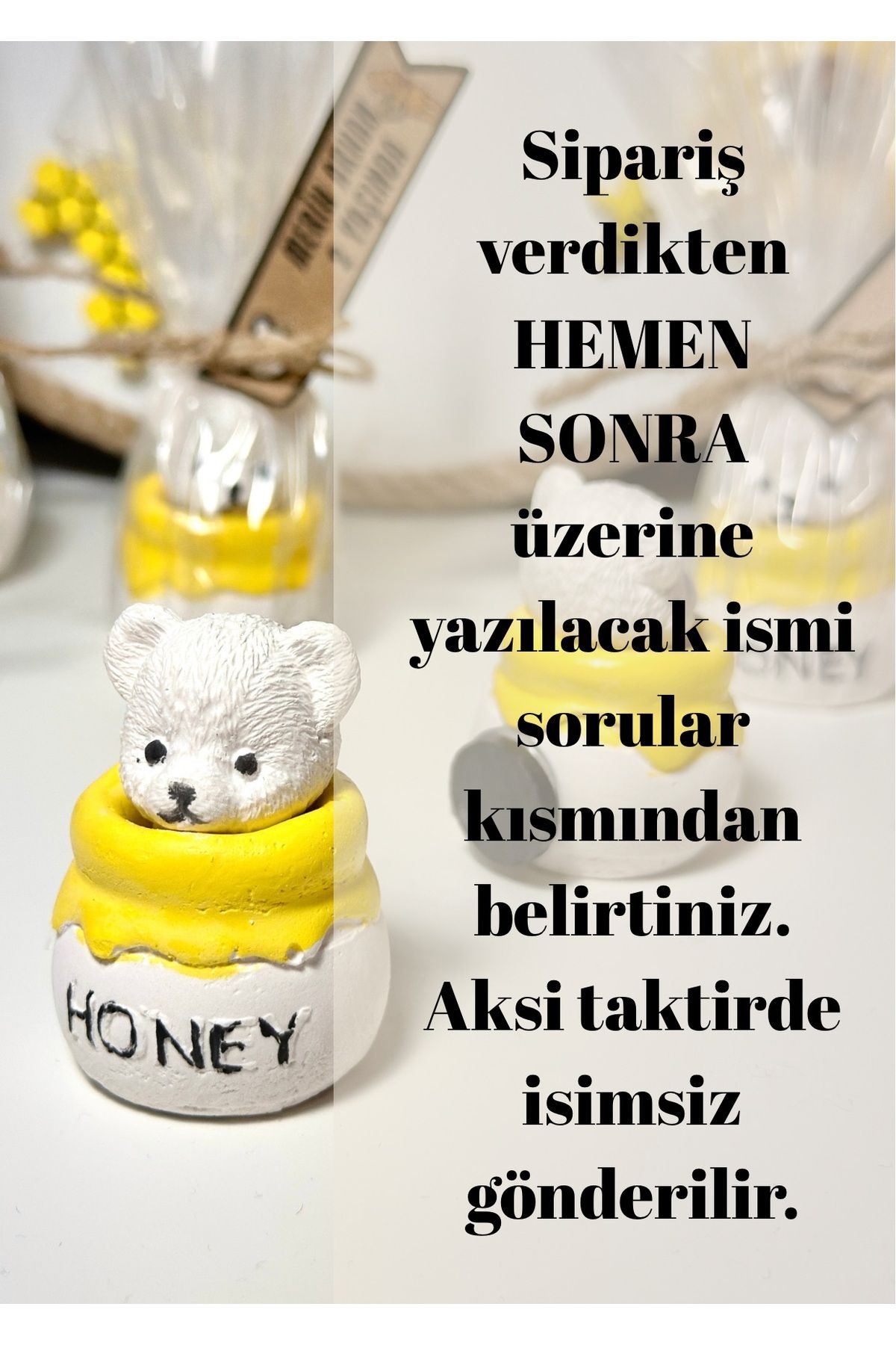 Style 20 adet AYICIKLI BAL KAVANOZU MAGNET DOĞUM DOĞUMGÜNÜ 1YAŞ