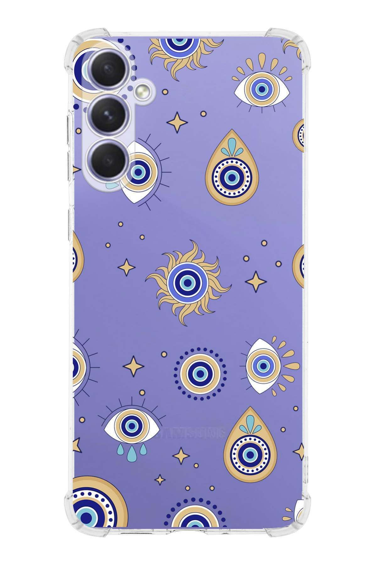 PrintiFy PrinriFy Samsung Galaxy A56 Uyumlu Nazar Boncuğu 5 Baskılı Şeffaf Köşe Korumalı Antişok Kılıf