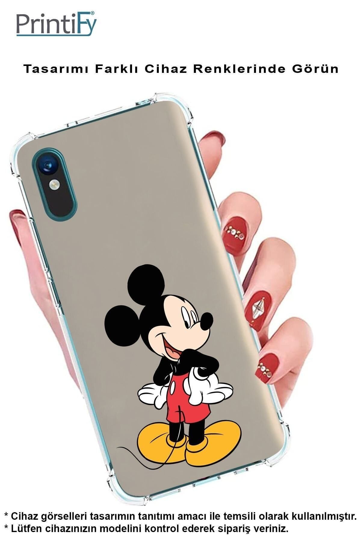 PrintiFy PrinriFy Samsung Galaxy A56 Uyumlu Mickey Mouse 4 Baskılı Şeffaf Köşe Korumalı Antişok Kılıf