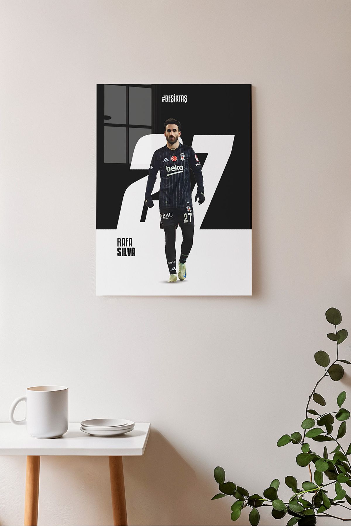 Ayabak Metal Poster Beşiktaş Rafa Silva - Dekoratif Metal Poster - Hediyelik Çerçevesiz Tablo