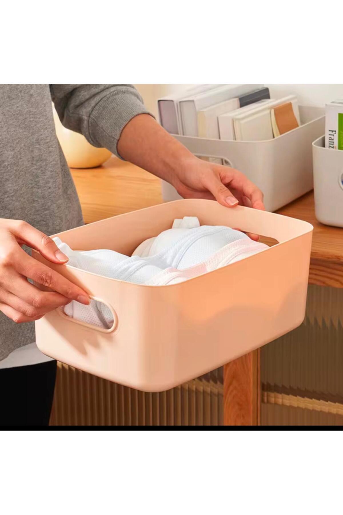 Ecolux-6 Pieces 3.5 Lt Cabinet, Refrigerator Organizer, Bathroom, Kitchen Organizer Basket White 24Cm16Cm11Cm 4