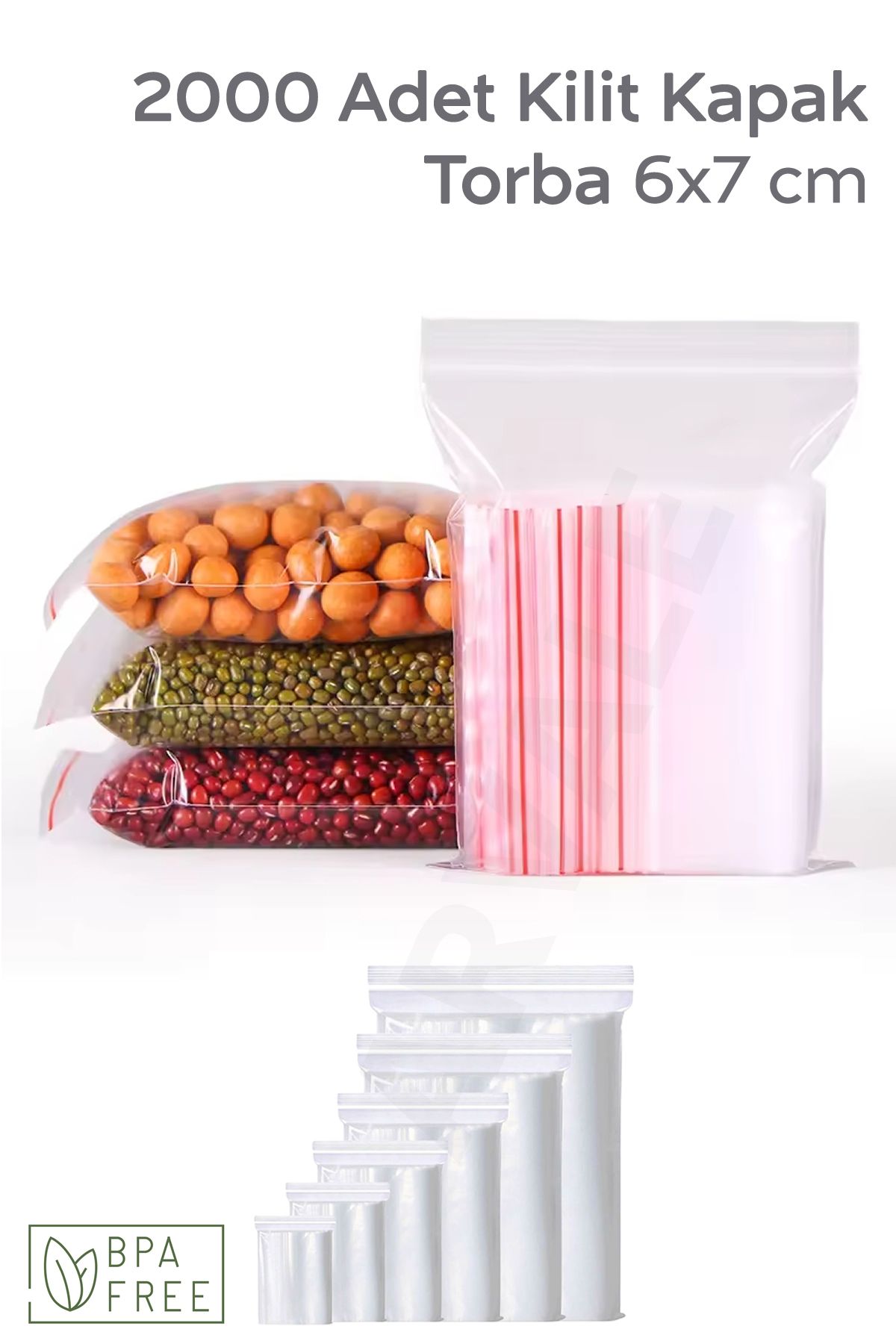 ARVALE Kilitli Buzdolabı Poşeti | Ziplock Bpa Free | Derin Dondurucu Uyumlu Saklama Poşeti 6x7 Cm -2000'li
