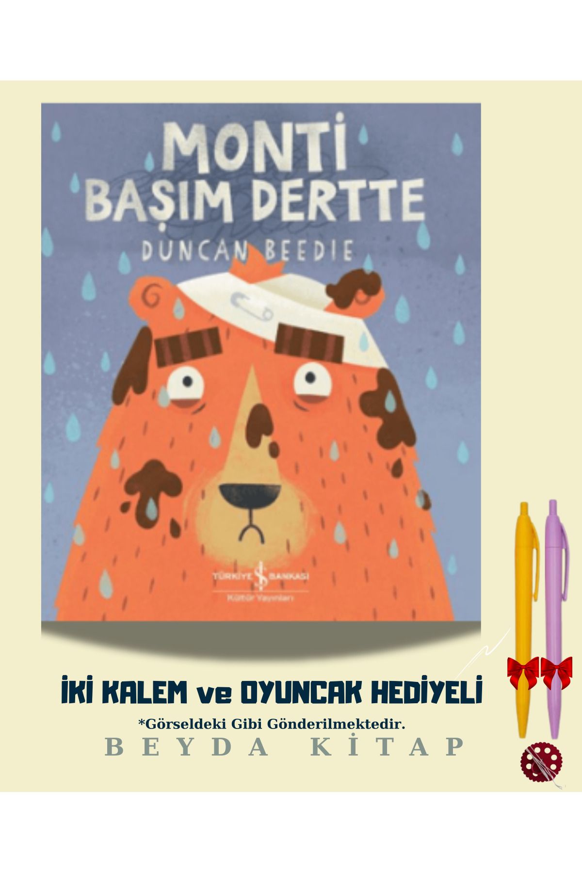 TÜRKİYE İŞ BANKASI KÜLTÜR YAYINLARI Monti Başım Dertte - İki Kalem ve Oyuncak Hediyeli - ISBNKCKTP