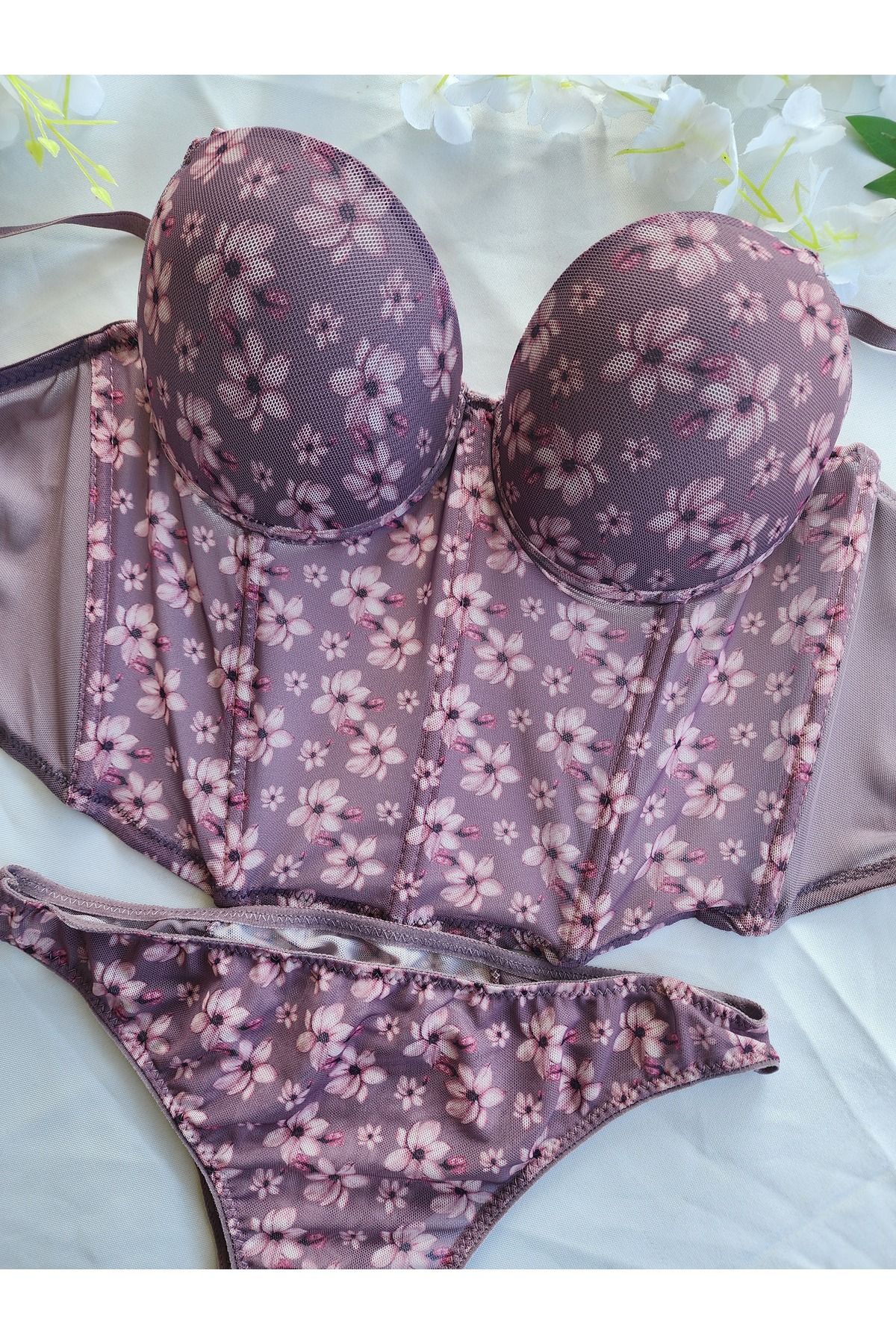 G&H UNDERWEAR Sütyen Çiçekli Takım Dolgulu