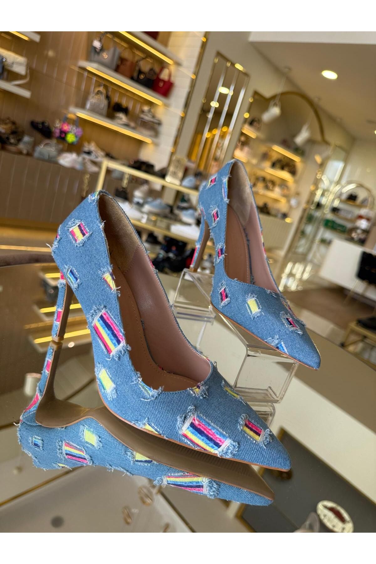 DUYGUSHOESBAG İthal Yırtık Jean Model Kadın Stiletto