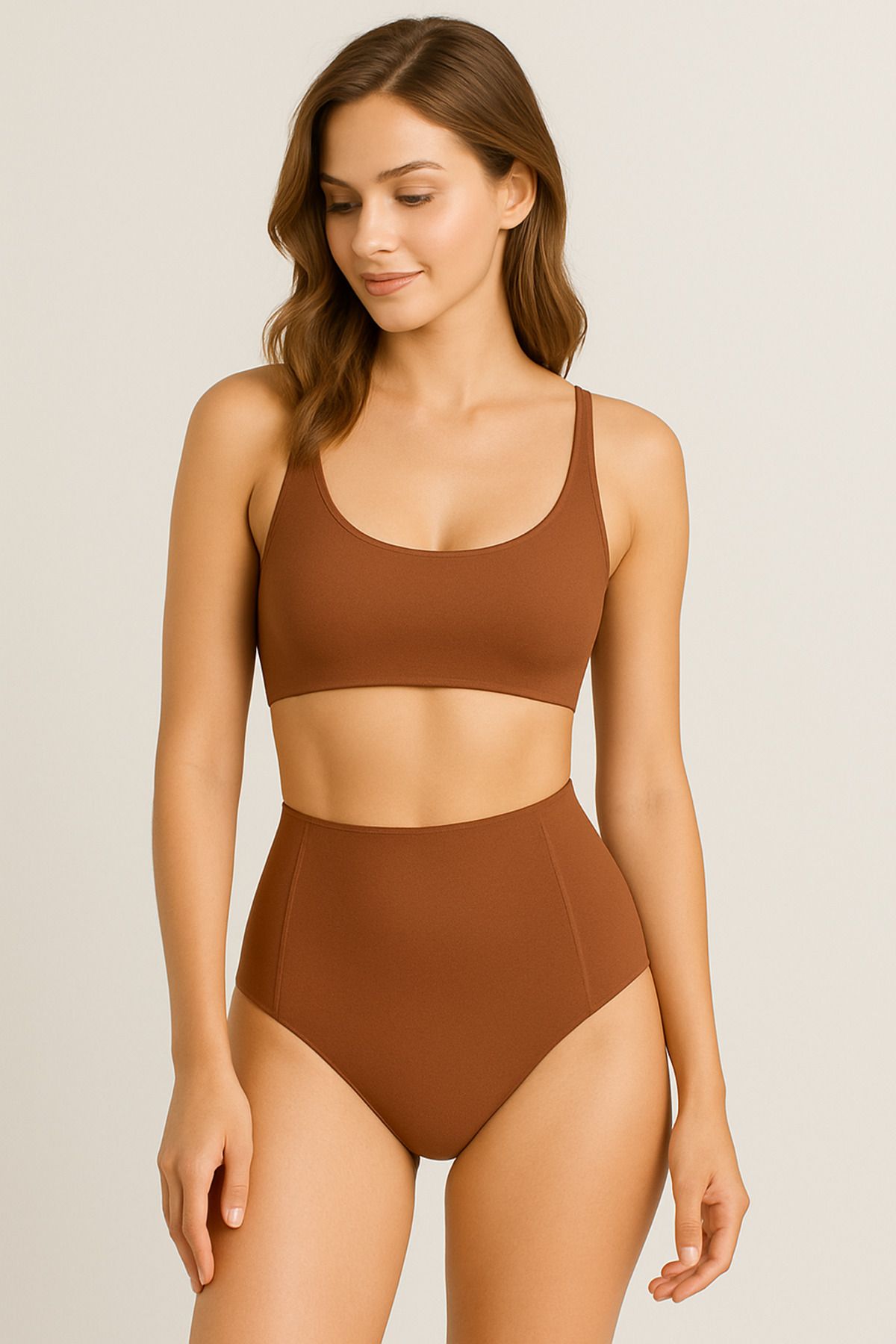 BRNCY Kahverengi Sculptfit Yüksek Bel & Toparlayıcı & Şekillendirici Bikini Altı