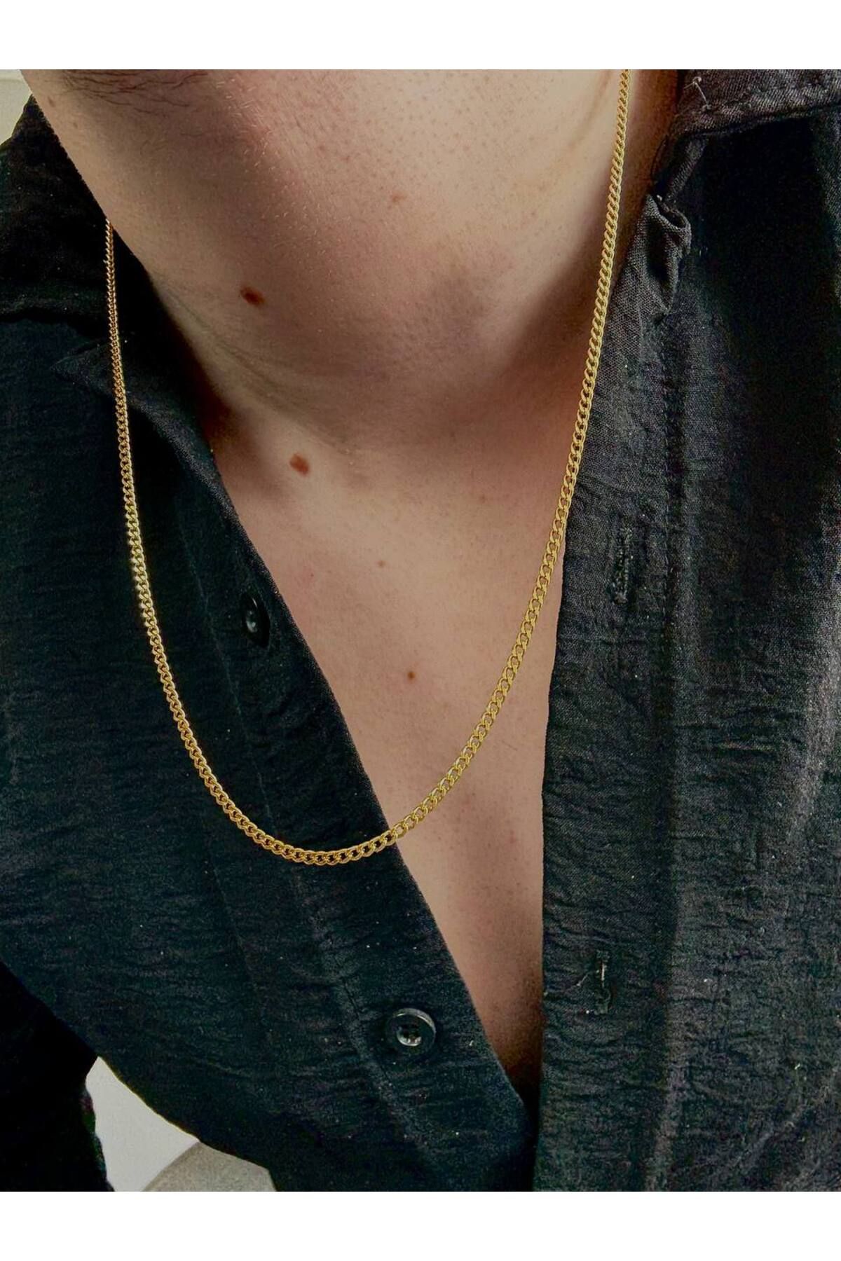 Arvens Erkek Gold Zincir Paslanmaz Çelik Kolye Renk Atmaz Solma Yapmaz Unısex Solmaz