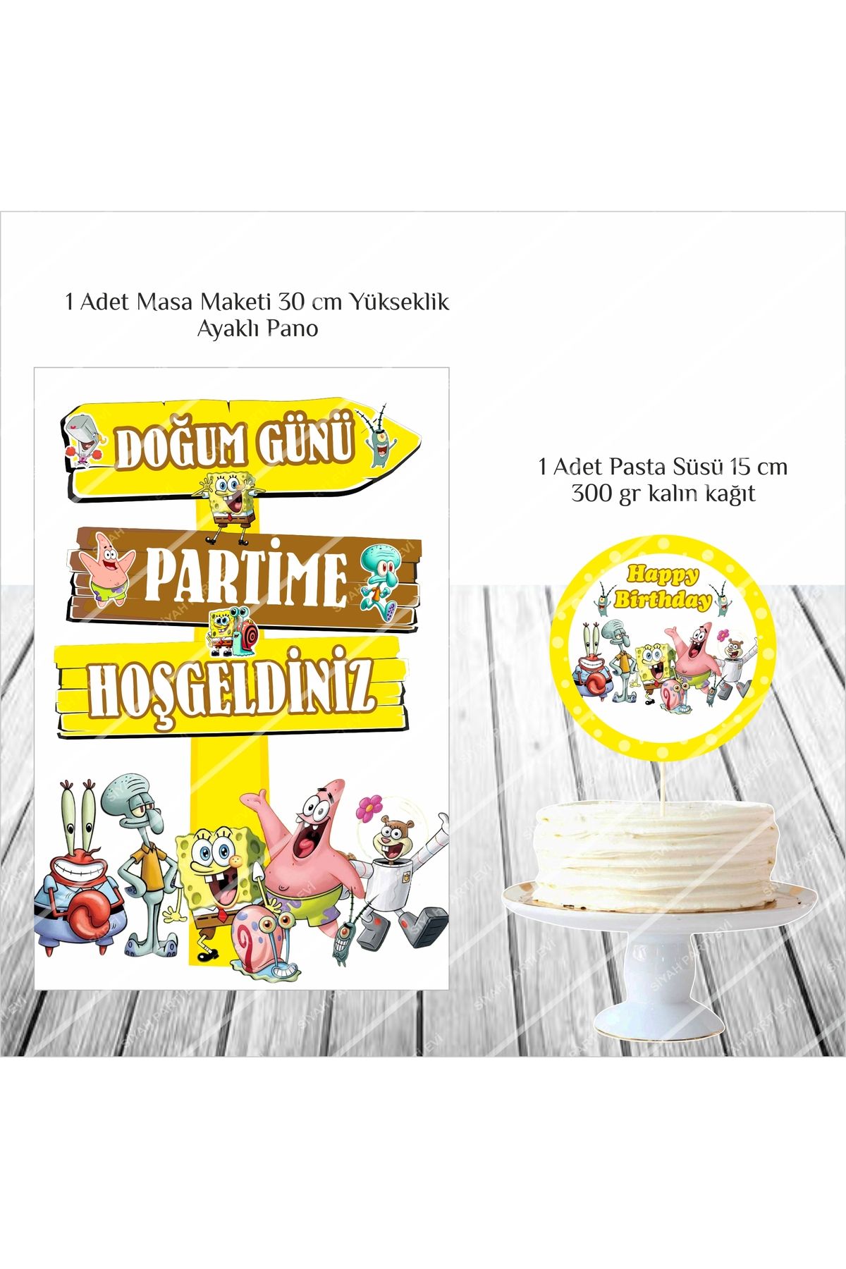 SİYAH PARTİ EVİ Sünger Bob Doğum Günü Ayaklı Panosu