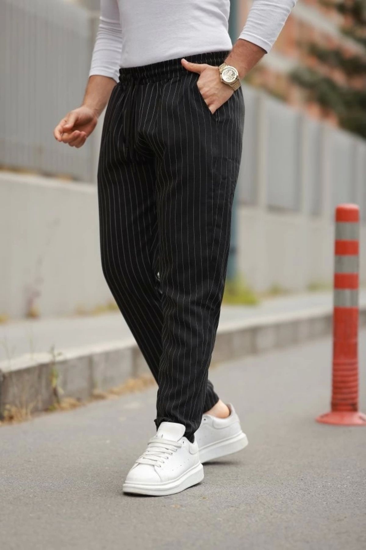 Silerra Erkek Beli Bağcıklı çizgili Pantolon
