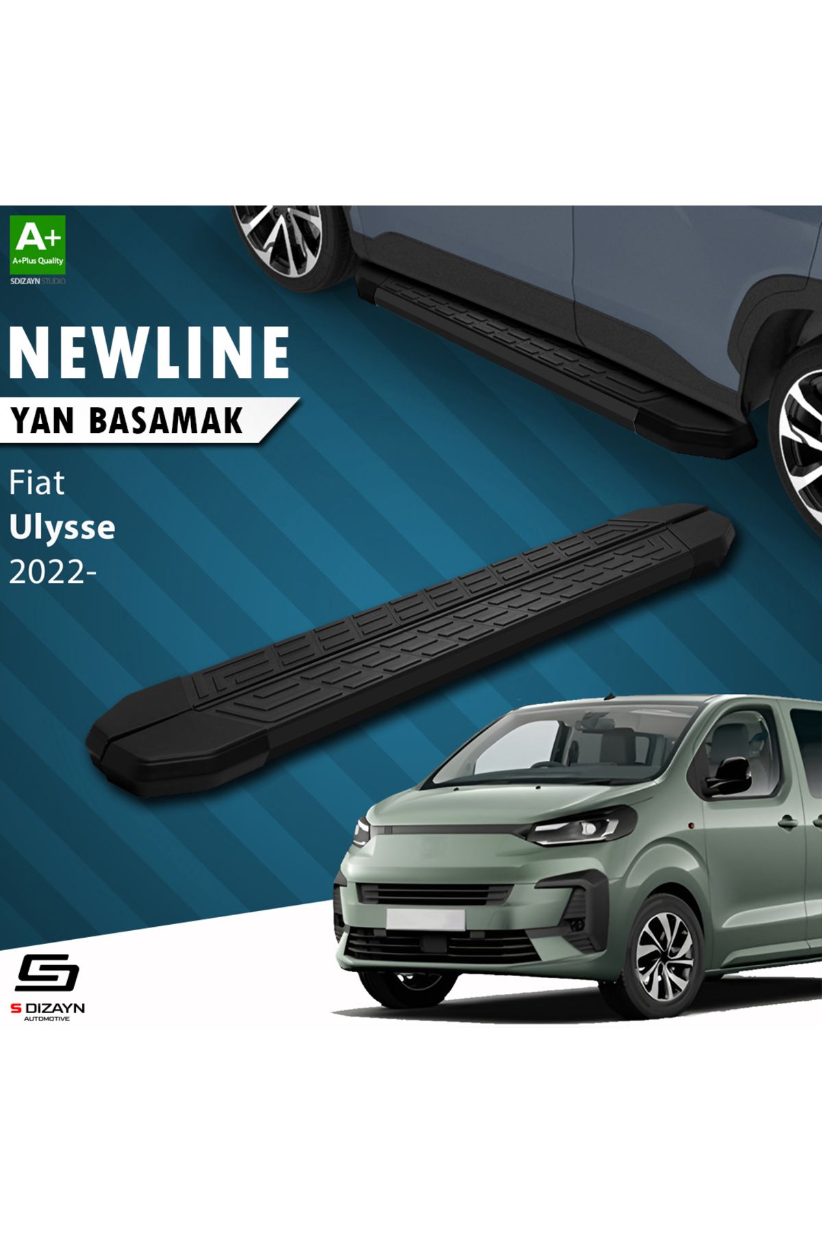 Life Tuning S-Dizayn Fiat Ulysse Kısa Şase NewLine Siyah Yan Basamak 213 Cm 2022 Üzeri A+ Kalite