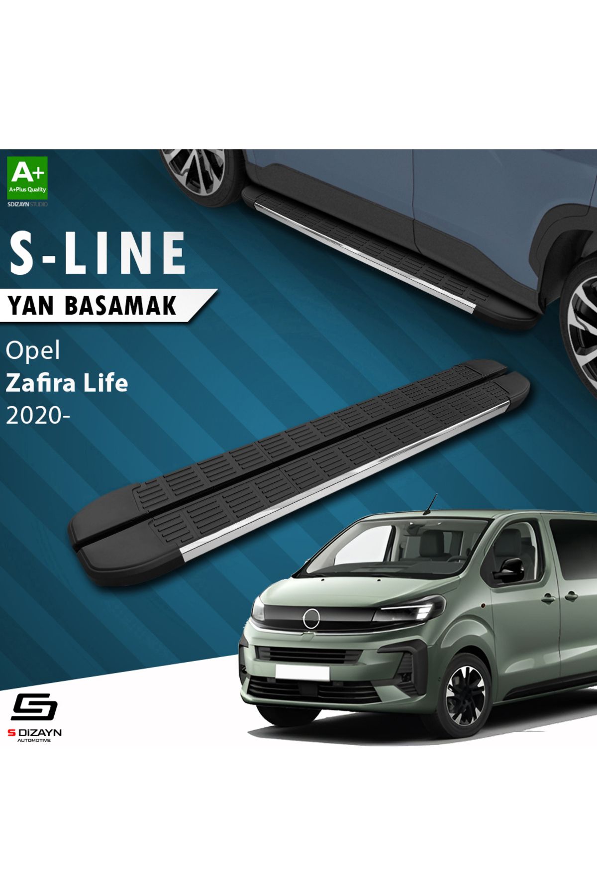 Life Tuning S-Dizayn Opel Zafira Life Uzun Şase S-Line Krom Yan Basamak 243 Cm 2020 Üzeri A+ Kalite