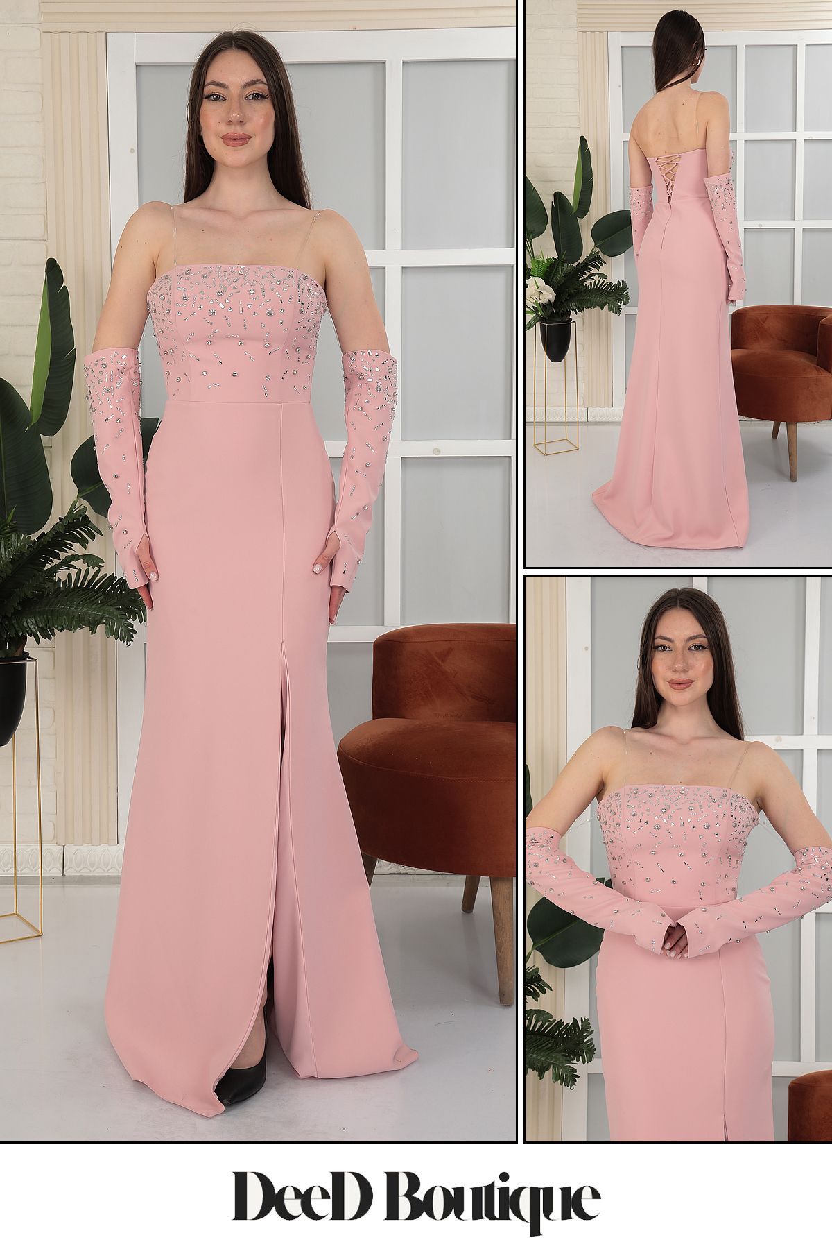 DeeD Boutique Eldivenli Straplez Abiye