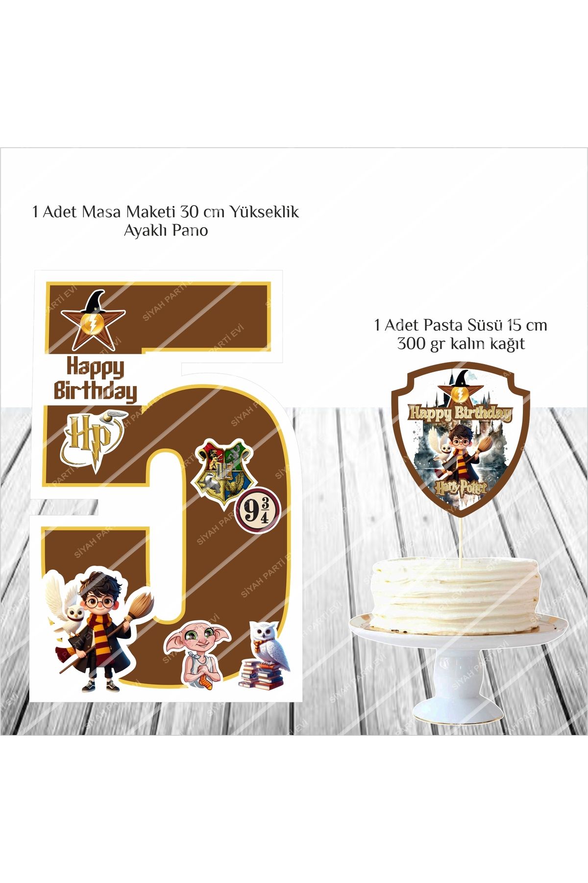 SİYAH PARTİ EVİ Harry Potter 5 Yaş Doğum Günü Masa Maketi / Pasta Süsü