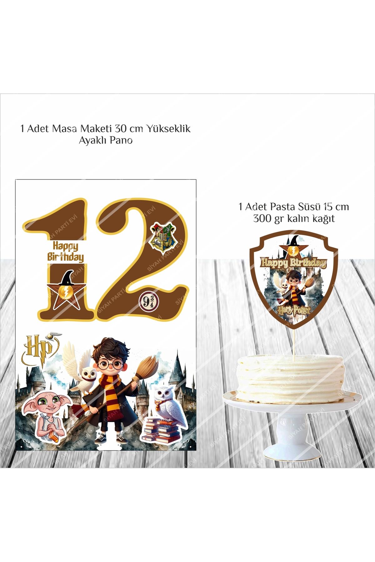 SİYAH PARTİ EVİ Harry Potter 12 Yaş Doğum Günü Masa Maketi / Pasta Süsü