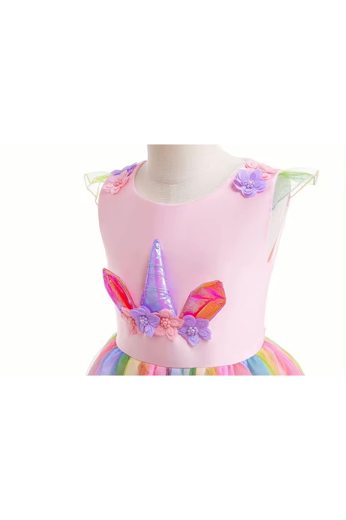 EvrikaUnity-Unicorn Dress for Girls, Set with Headband and Necklace, EvrikaUnity®, 3-4 years, 110 cm, Pink 4