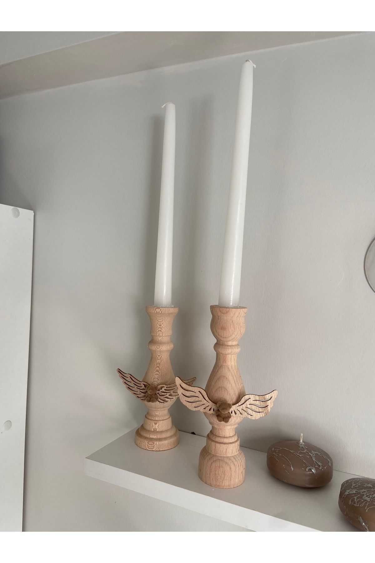 Home Melek şamdan ahşap mumluk