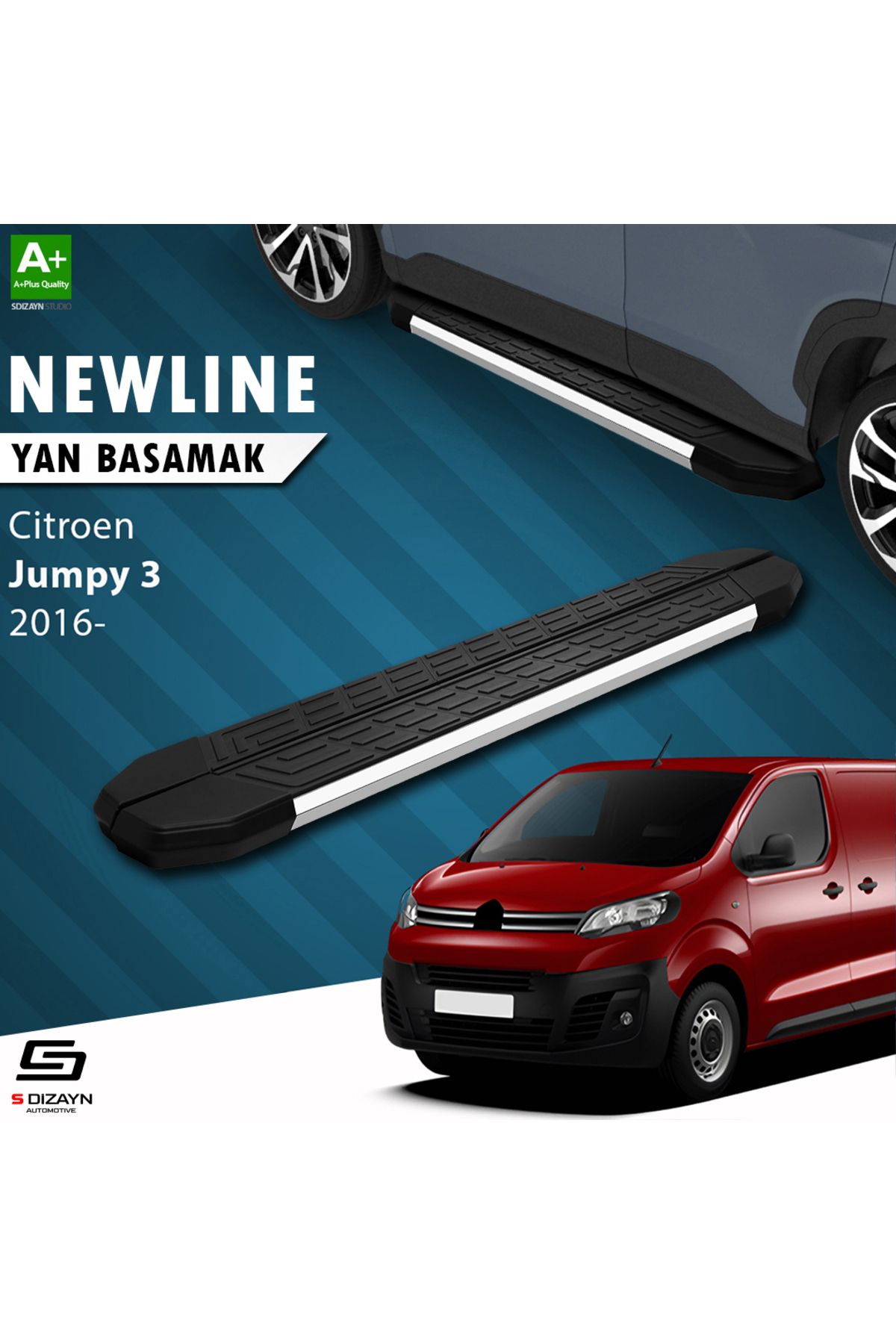 Life Tuning S-Dizayn Citroen Jumpy 3 Uzun Şase NewLine Krom Yan Basamak 243 Cm 2016 Üzeri A+ Kalite