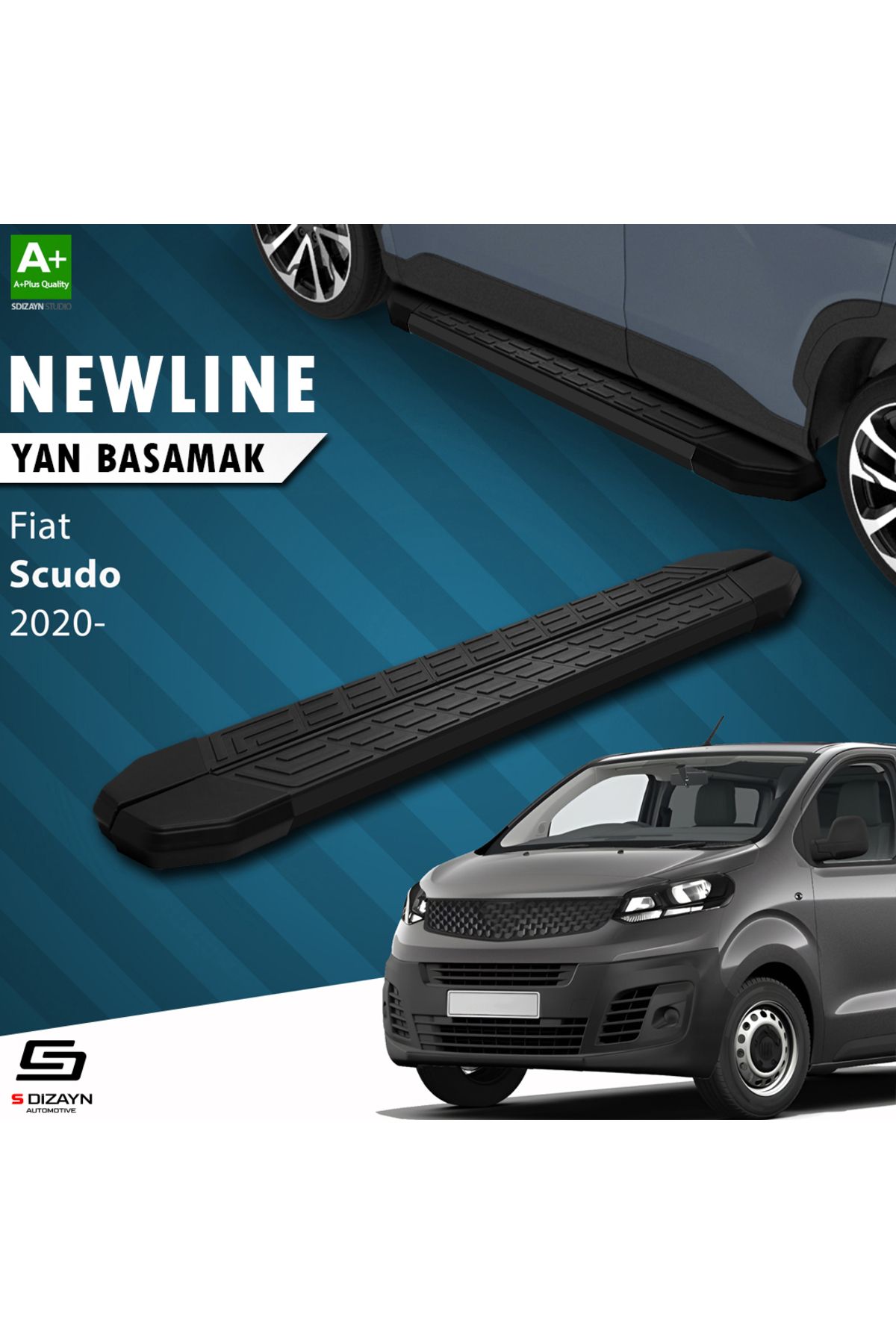 Life Tuning S-Dizayn Fiat Scudo 3 Uzun Şase NewLine Siyah Yan Basamak 243 Cm 2020 Üzeri A+ Kalite