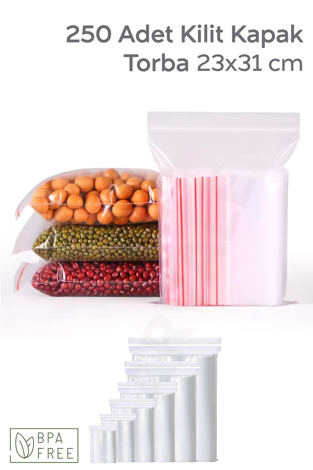 ARVALE Kilitli Buzdolabı Poşeti | Ziplock Bpa Free | Derin Dondurucu Uyumlu Saklama Poşeti 23x31 Cm -250'li