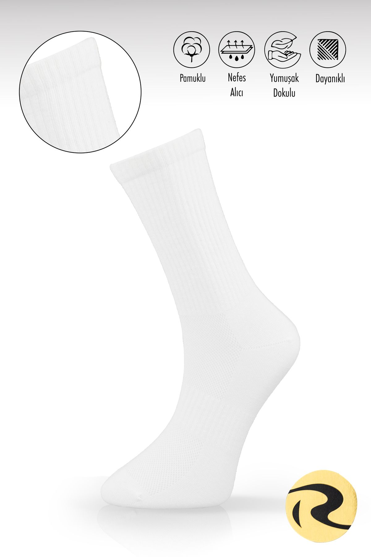 Roff Pamuklu Erkek Düz Tenis Çorap Tekli