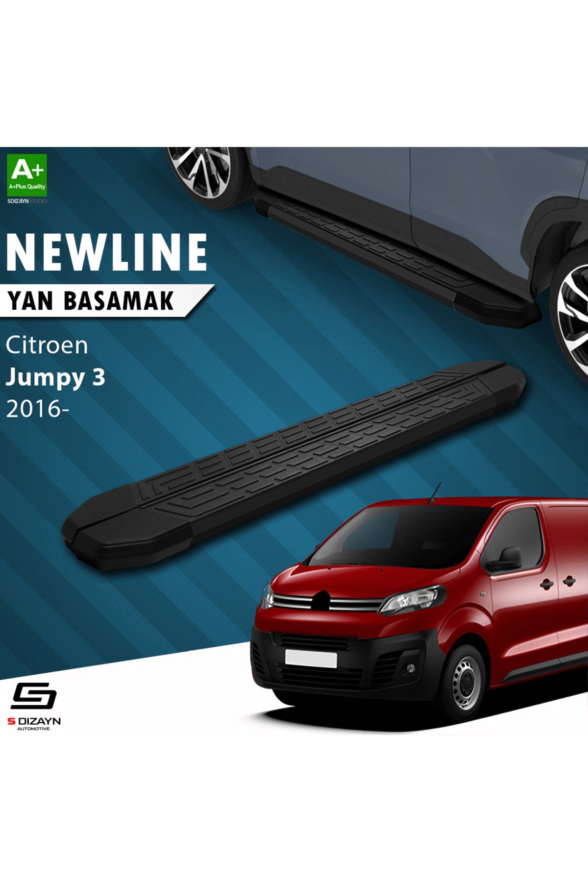 Life Tuning S-Dizayn Citroen Jumpy 3 Uzun Şase NewLine Siyah Yan Basamak 243 Cm 2016 Üzeri A+ Kalite