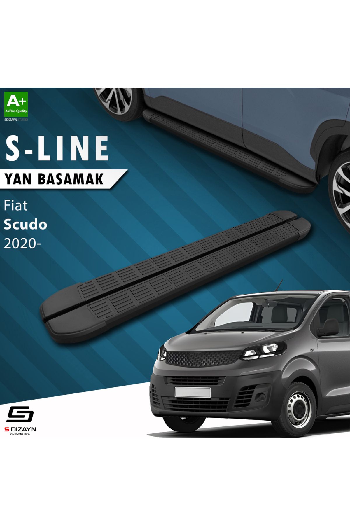 Life Tuning S-Dizayn Fiat Scudo 3 Uzun Şase S-Line Siyah Yan Basamak 243 Cm 2020 Üzeri A+ Kalite