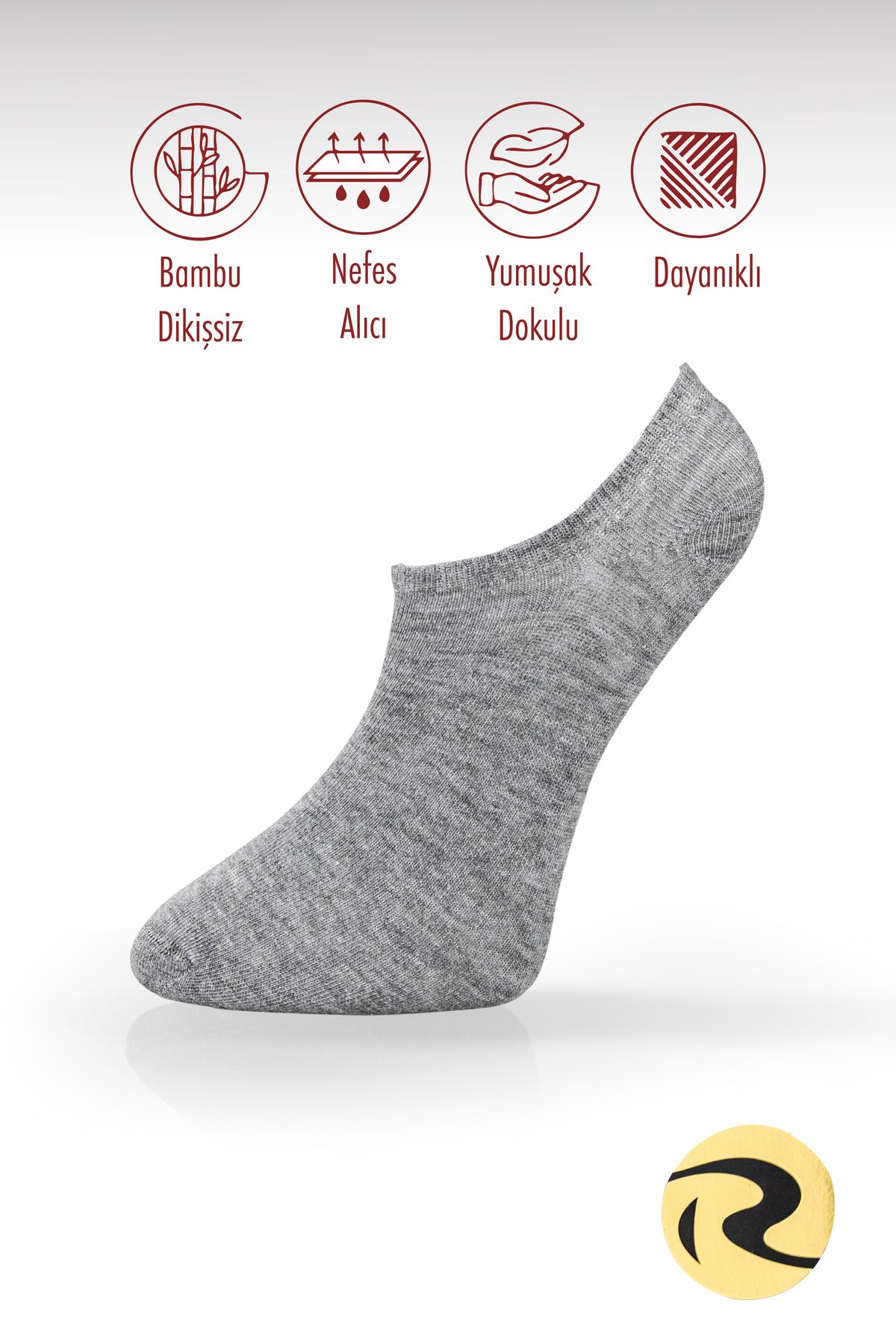 Roff Bambu Sneaker Kadın Çorap Dikişsiz Görünmez Bilekte Spor Çorap Premium Tekli