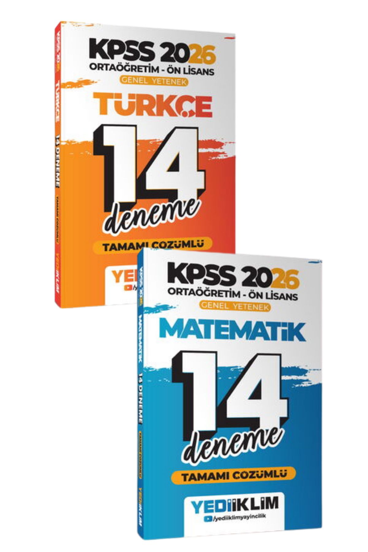 Yediiklim Yayınları 2026 KPSS Ortaöğretim-Ön Lisans Genel Yetenek Türkçe-Matematik Tamamı Çözümlü 14 Deneme-2 KİTAP-SET