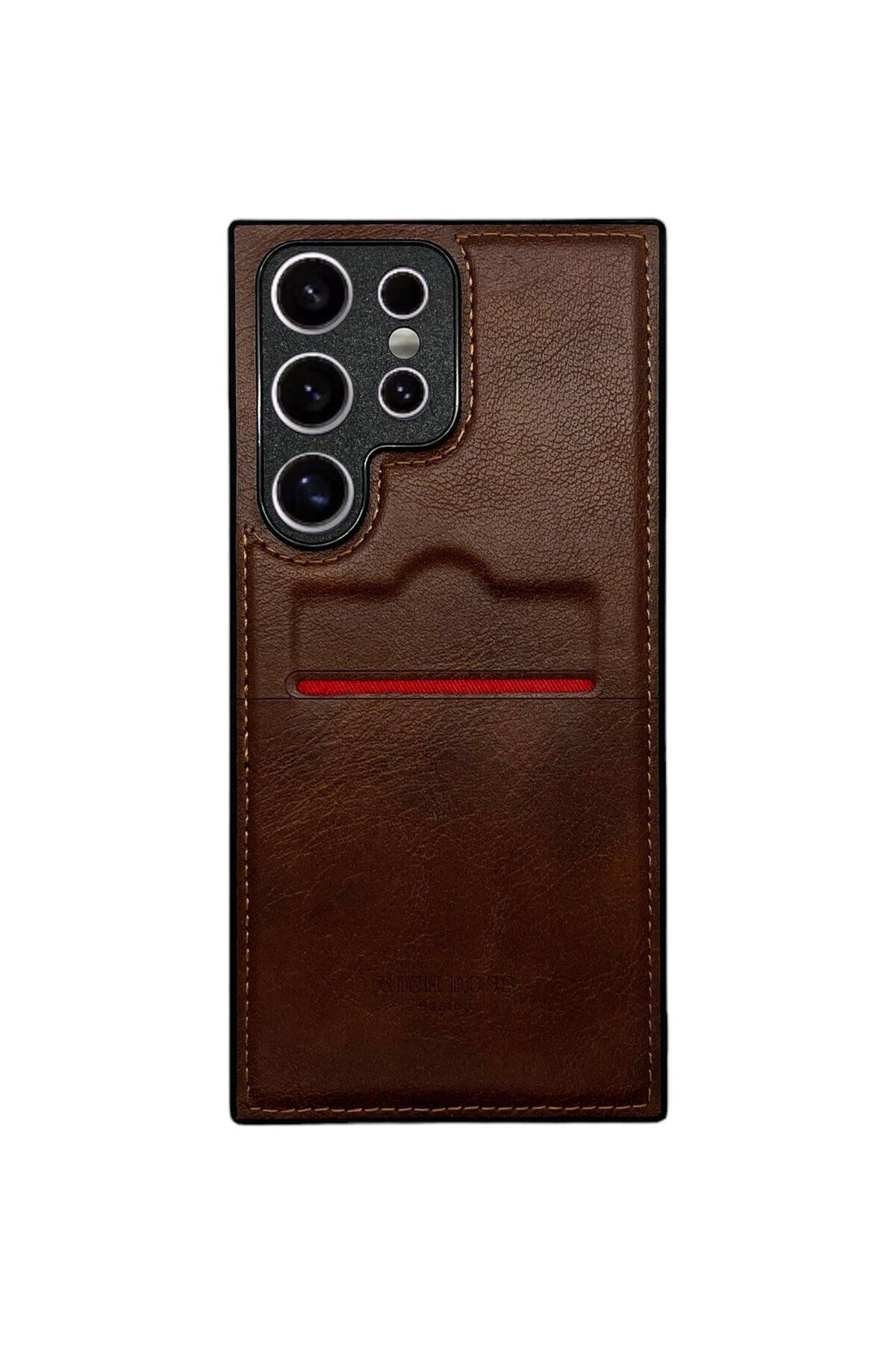 DESİNGSHOP Desingshop Samsung Galaxy S24 Kartlıklı Lüx Deri Kılıf Koyu Kahverengi
