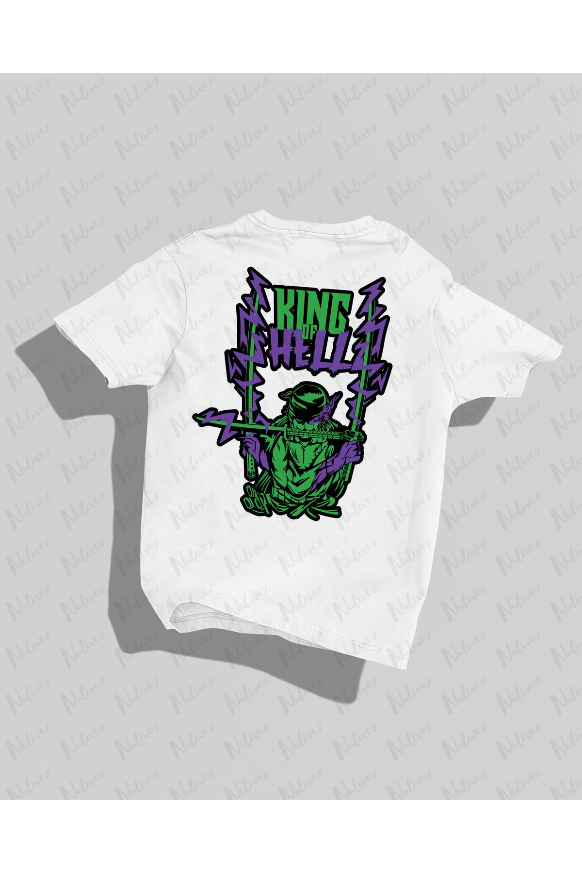 Nulivez One Piece Zoro Tasarımı Sırt Baskılı Yüksek Kalite Kompakt Unisex Oversize T-Shirt