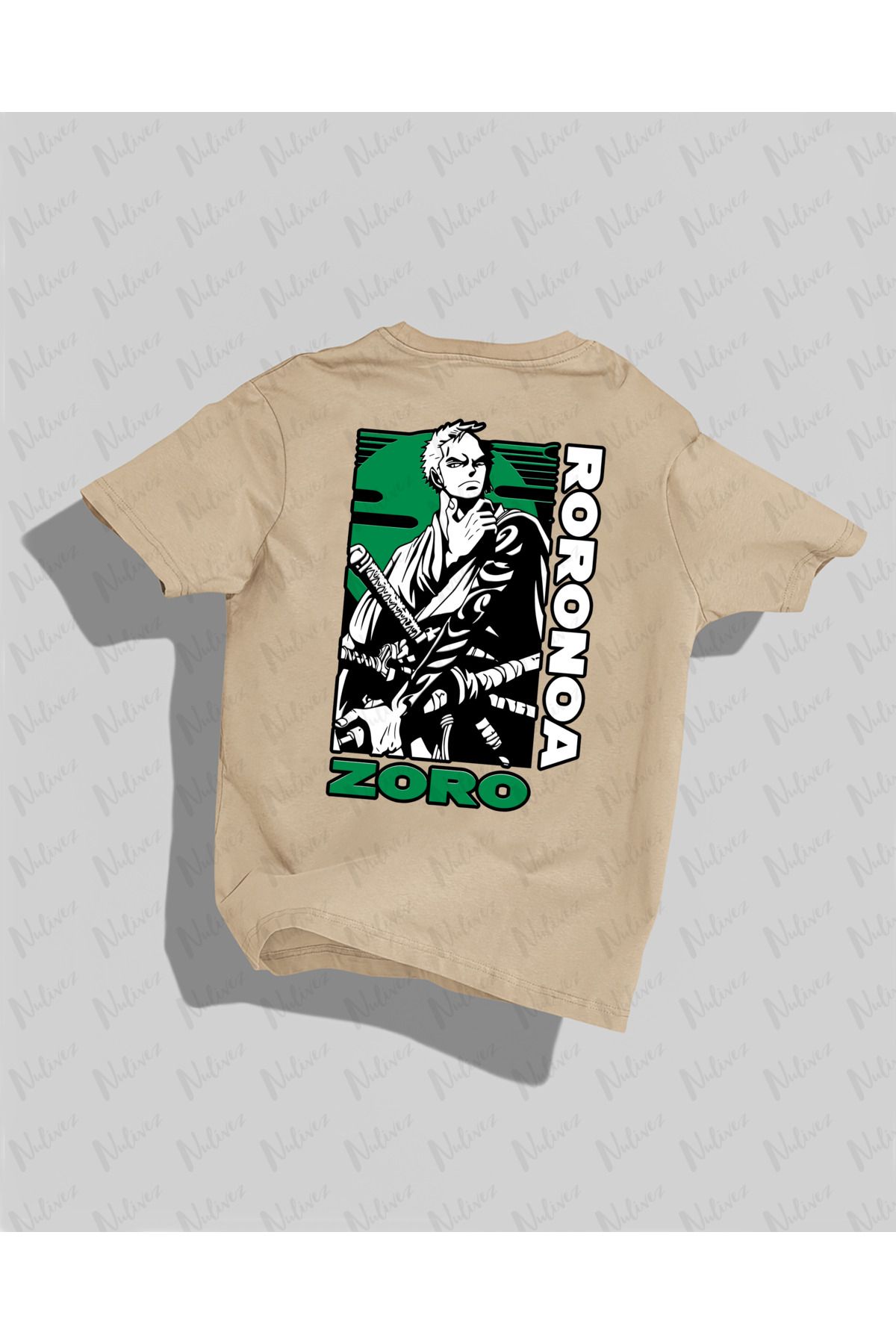 Nulivez One Piece Zoro Tasarımı Sırt Baskılı Yüksek Kalite Kompakt Unisex Oversize T-Shirt