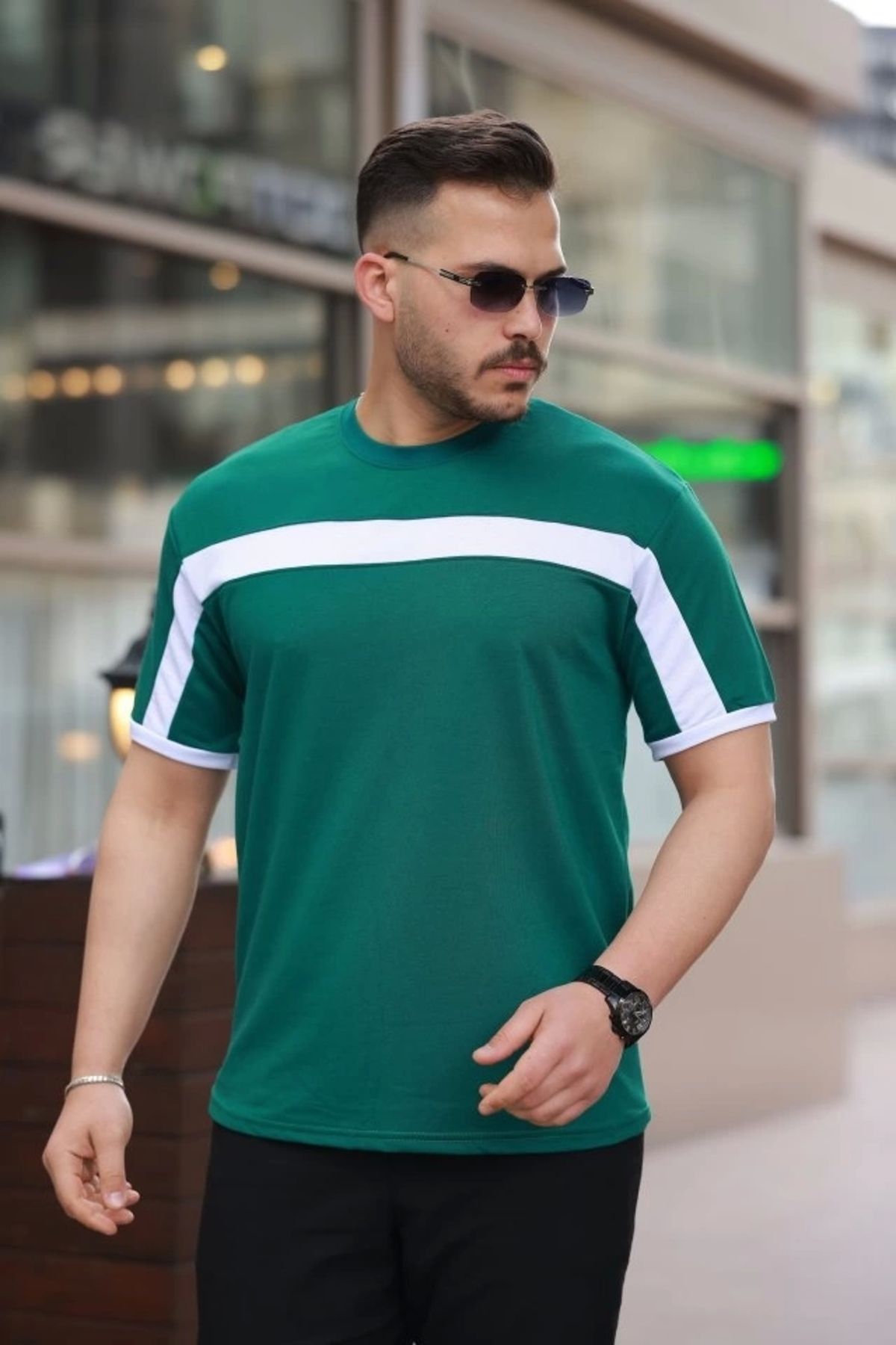 Silerra Erkek şerit Detaylı Kısa Kollu T-shirt