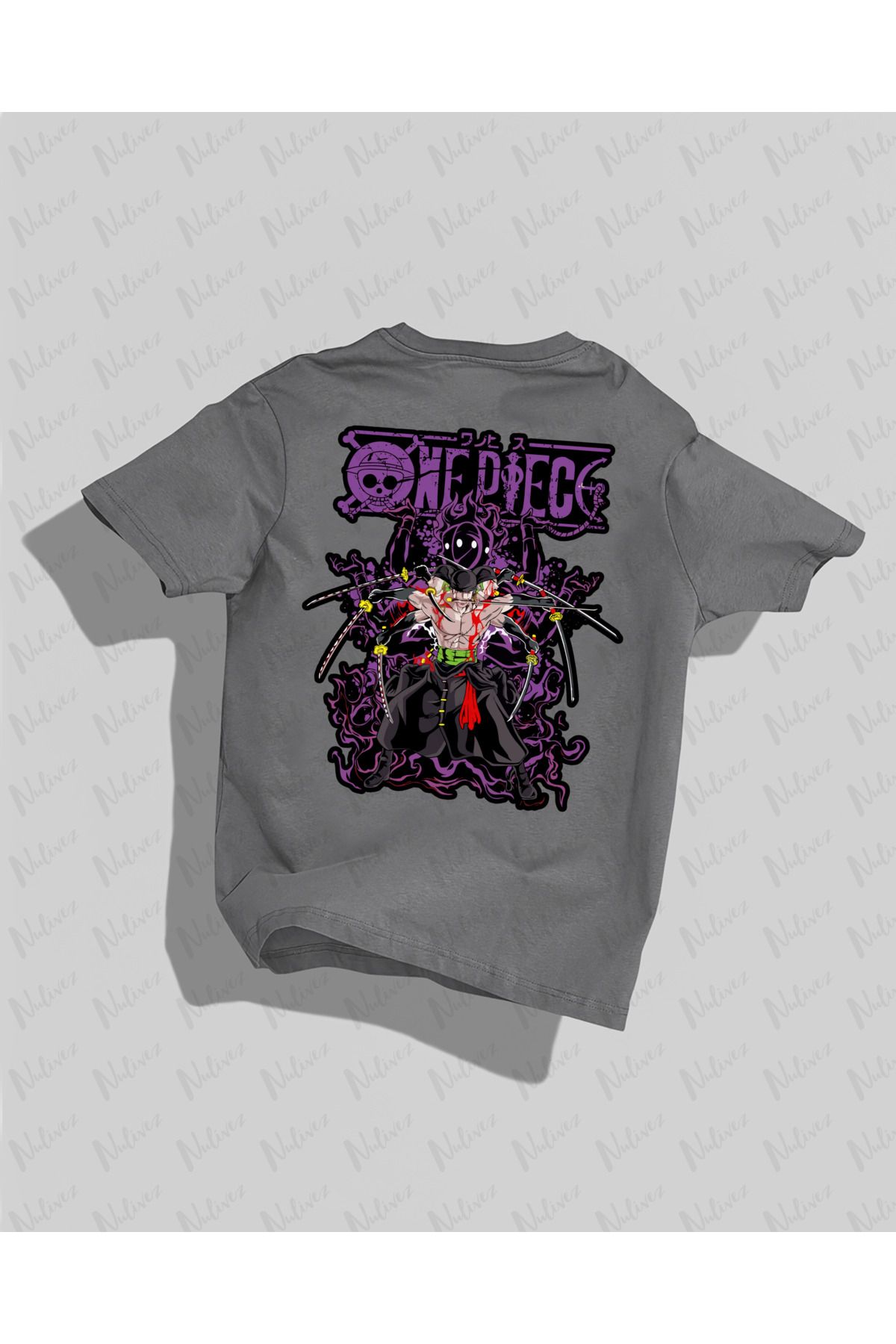Nulivez One Piece Zoro Tasarımı Sırt Baskılı Yüksek Kalite Kompakt Unisex Oversize T-Shirt