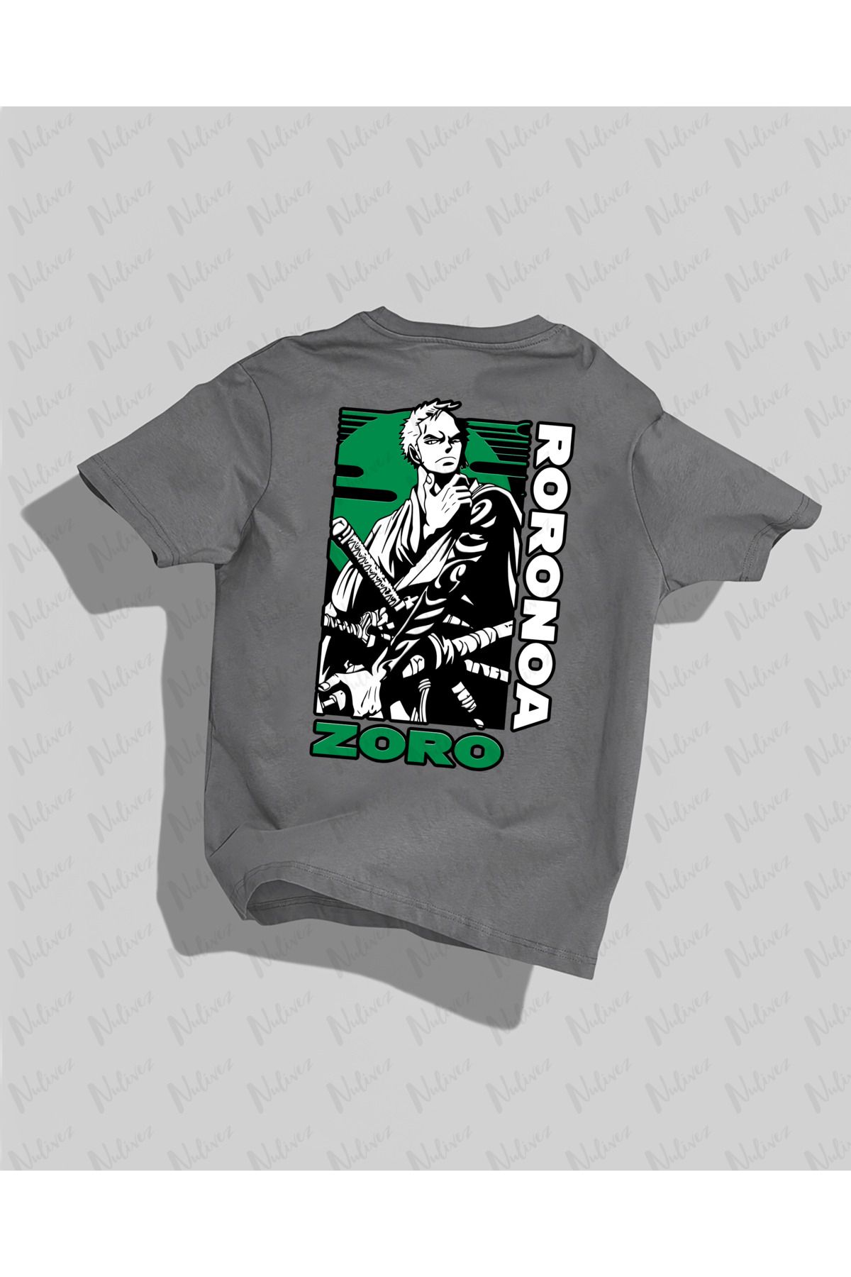 Nulivez One Piece Zoro Tasarımı Sırt Baskılı Yüksek Kalite Kompakt Unisex Oversize T-Shirt