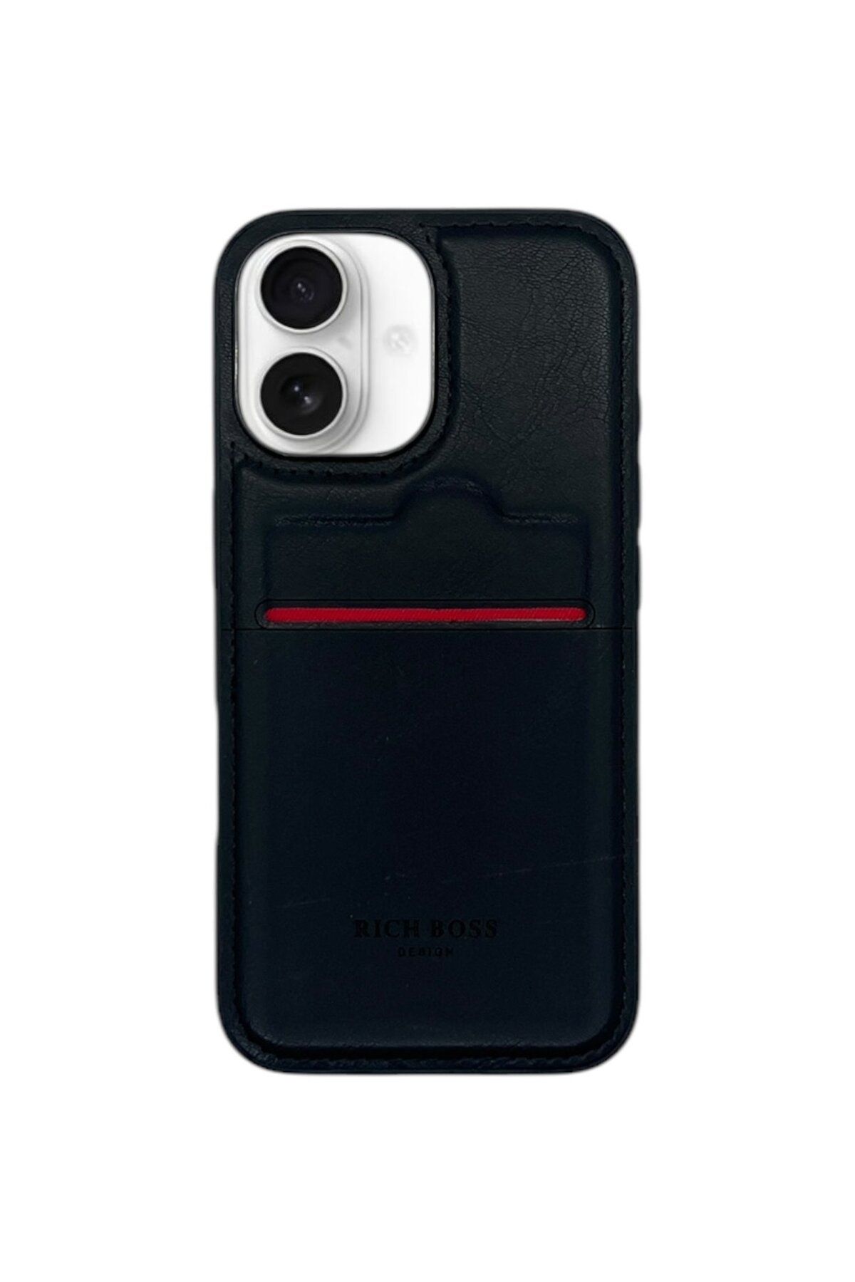 DESİNGSHOP Desingshop Apple iPhone 16 Uyumlu Kartlıklı Lüx Deri Kılıf Siyah
