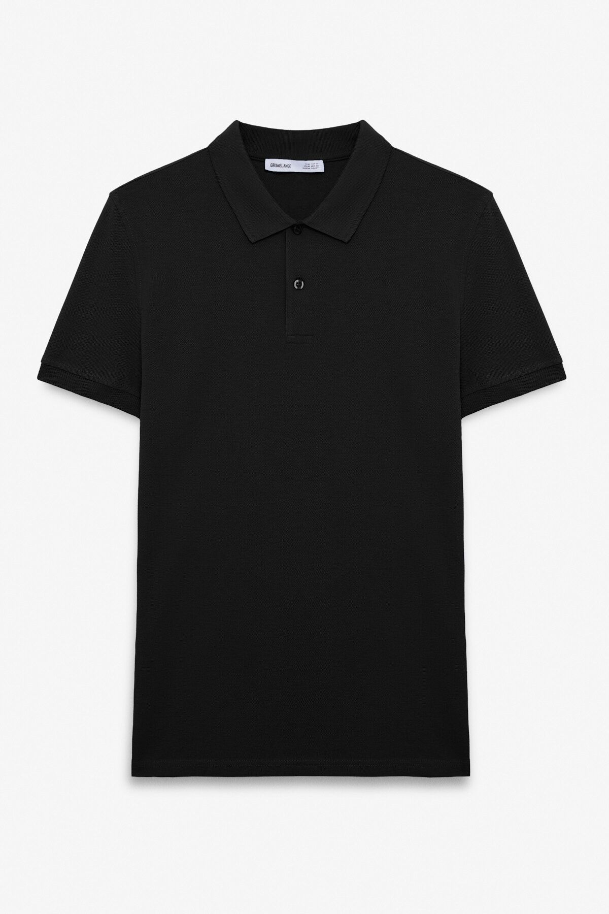 GRIMELANGE FLEXORE Erkek %100 Pamuk Kısa Kollu Regular Fit Siyah Polo Yaka T-shirt